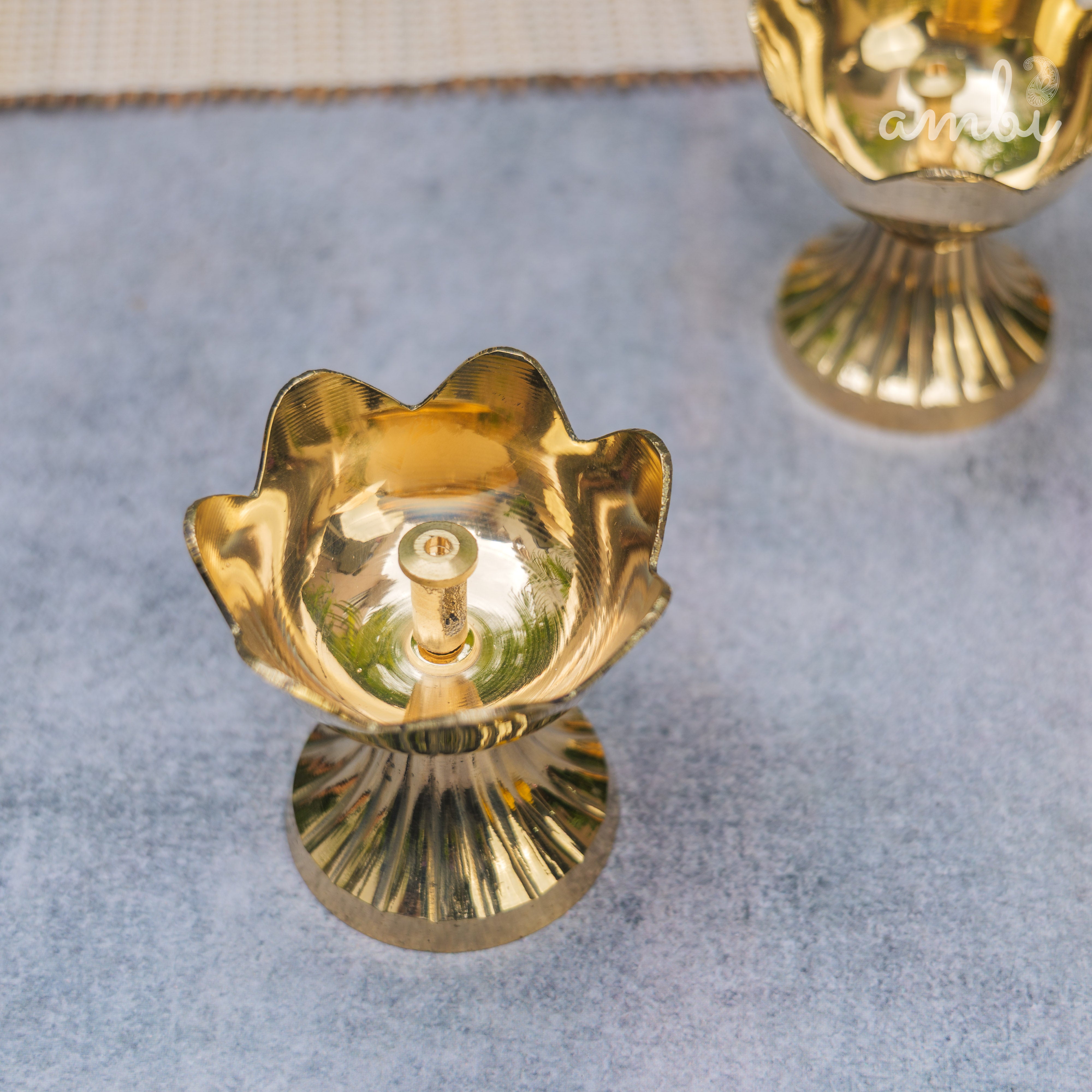 Pure Brass Kamal / Lotus Diya - Set of 2 - 2.4 Inch Height
