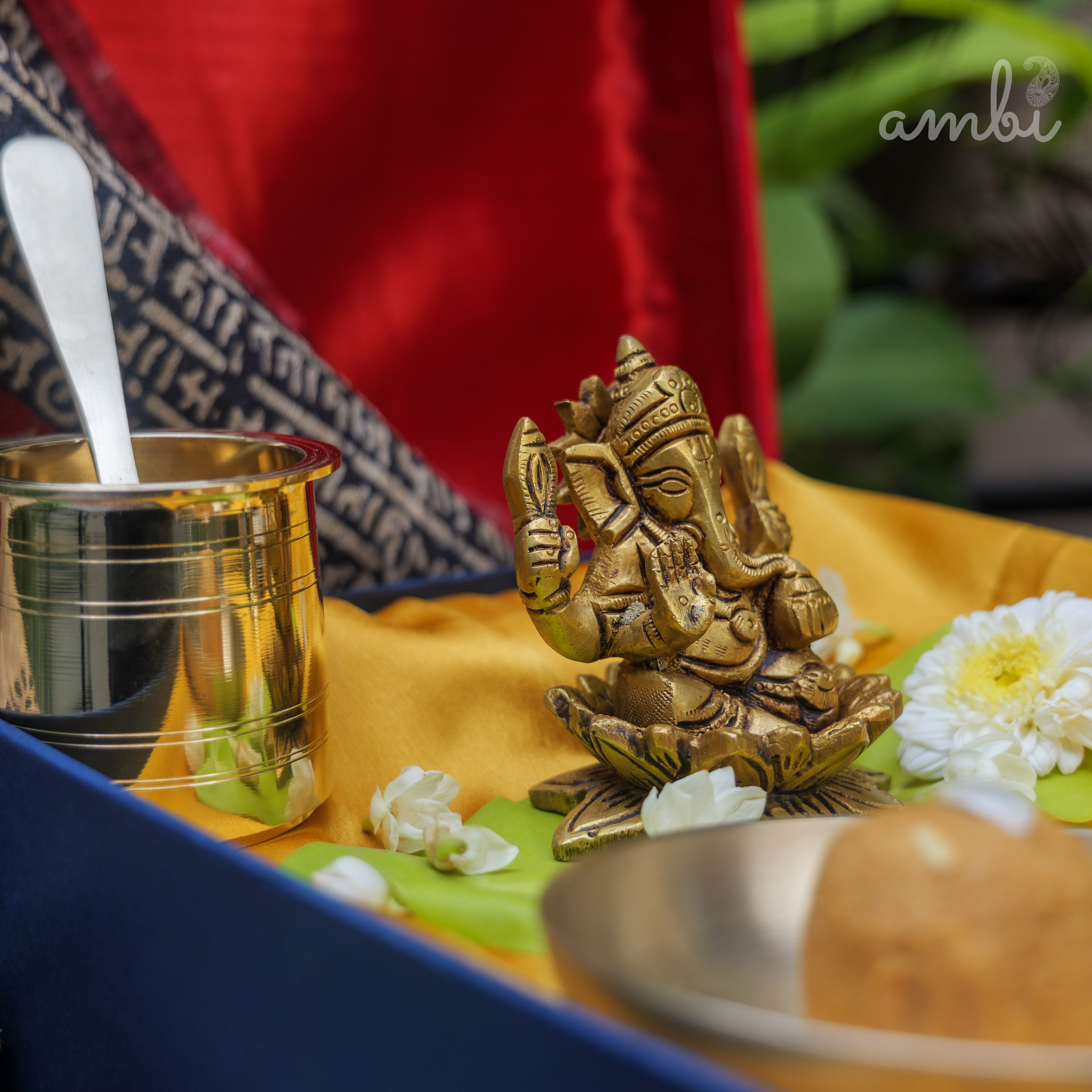 Pure Brass Lord Ganesha Idol - 3.5 inch height - Heavy Make