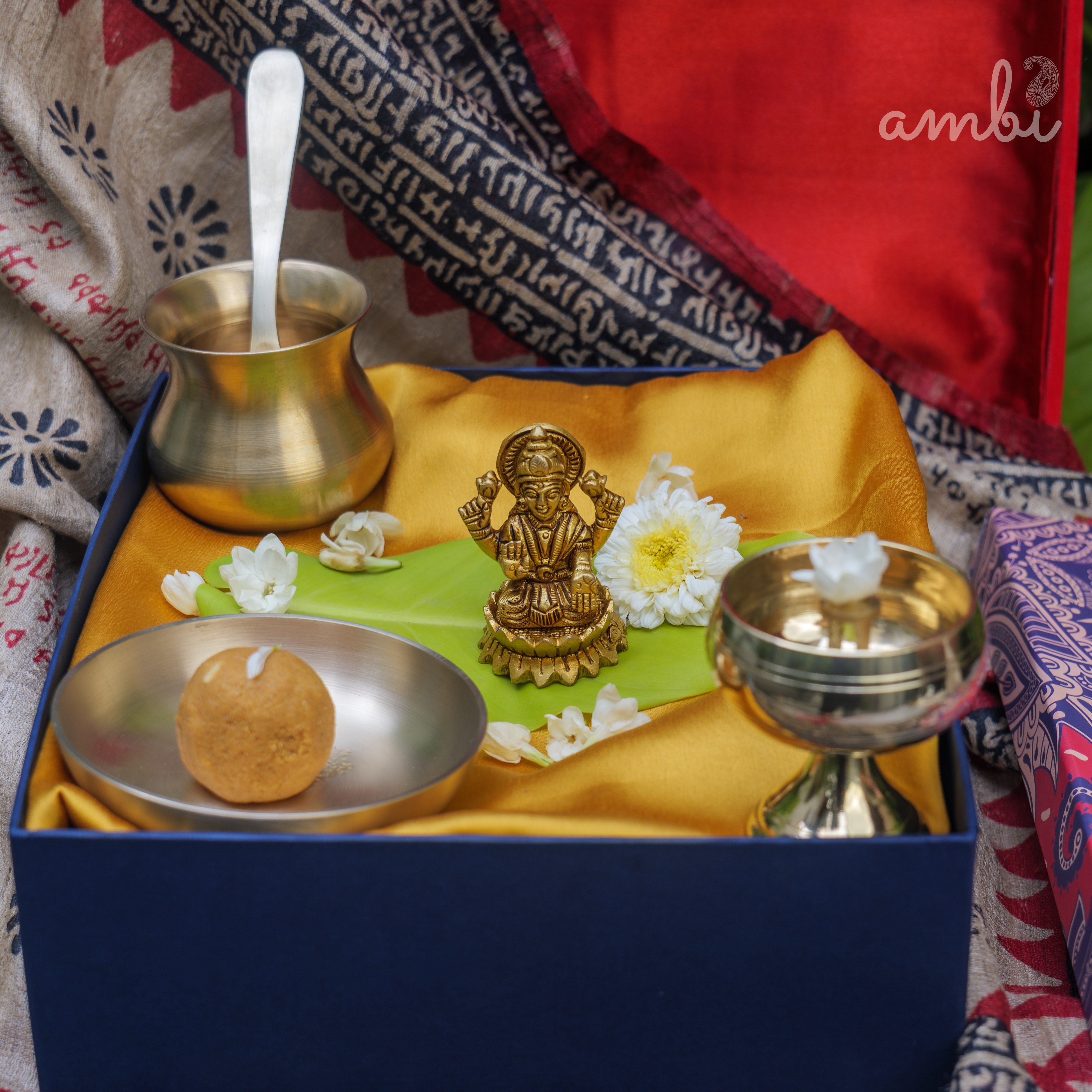 Pure Brass Goddess Lakshmi Idol - 2.5 inch height