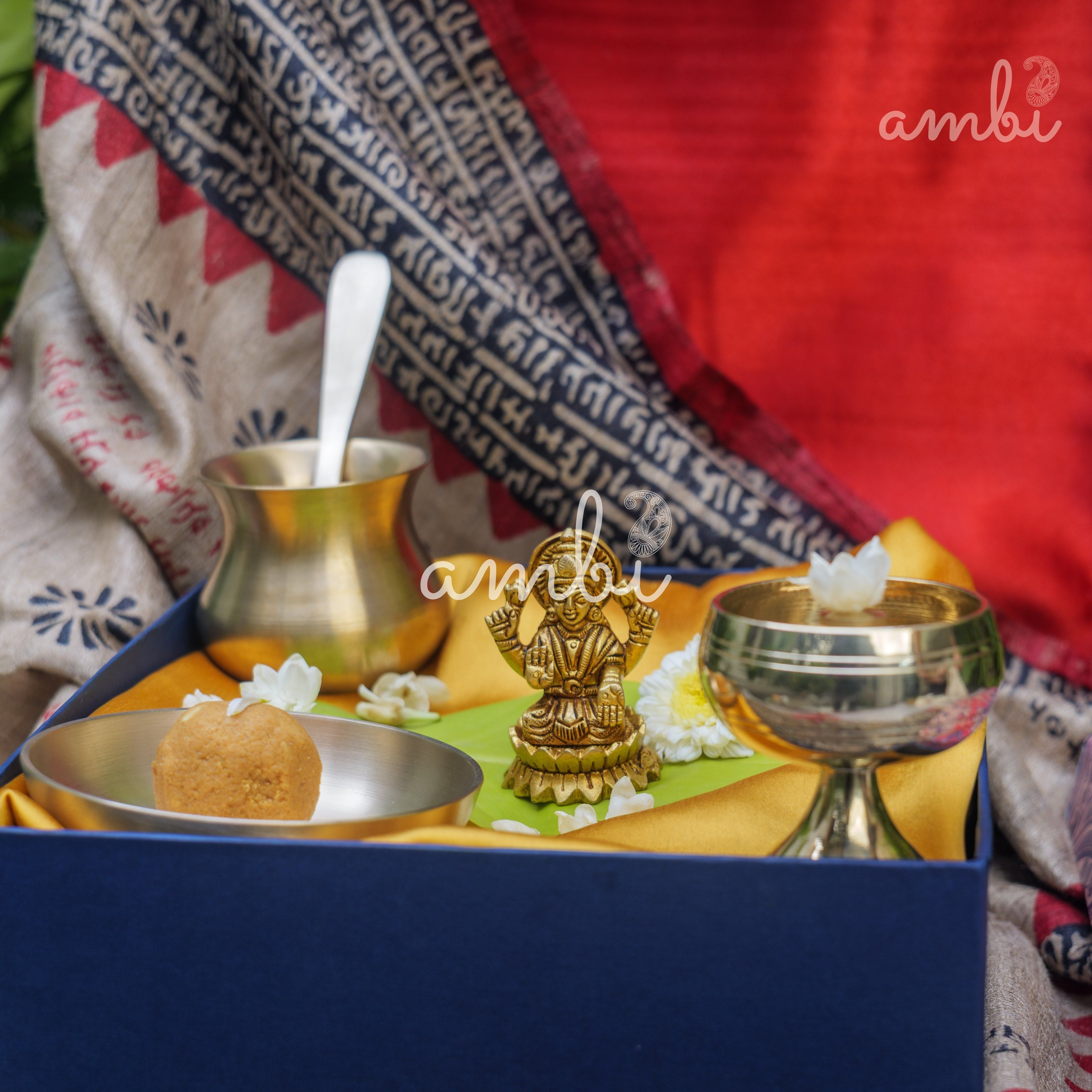 Pure Brass Goddess Lakshmi Idol - 2.5 inch height