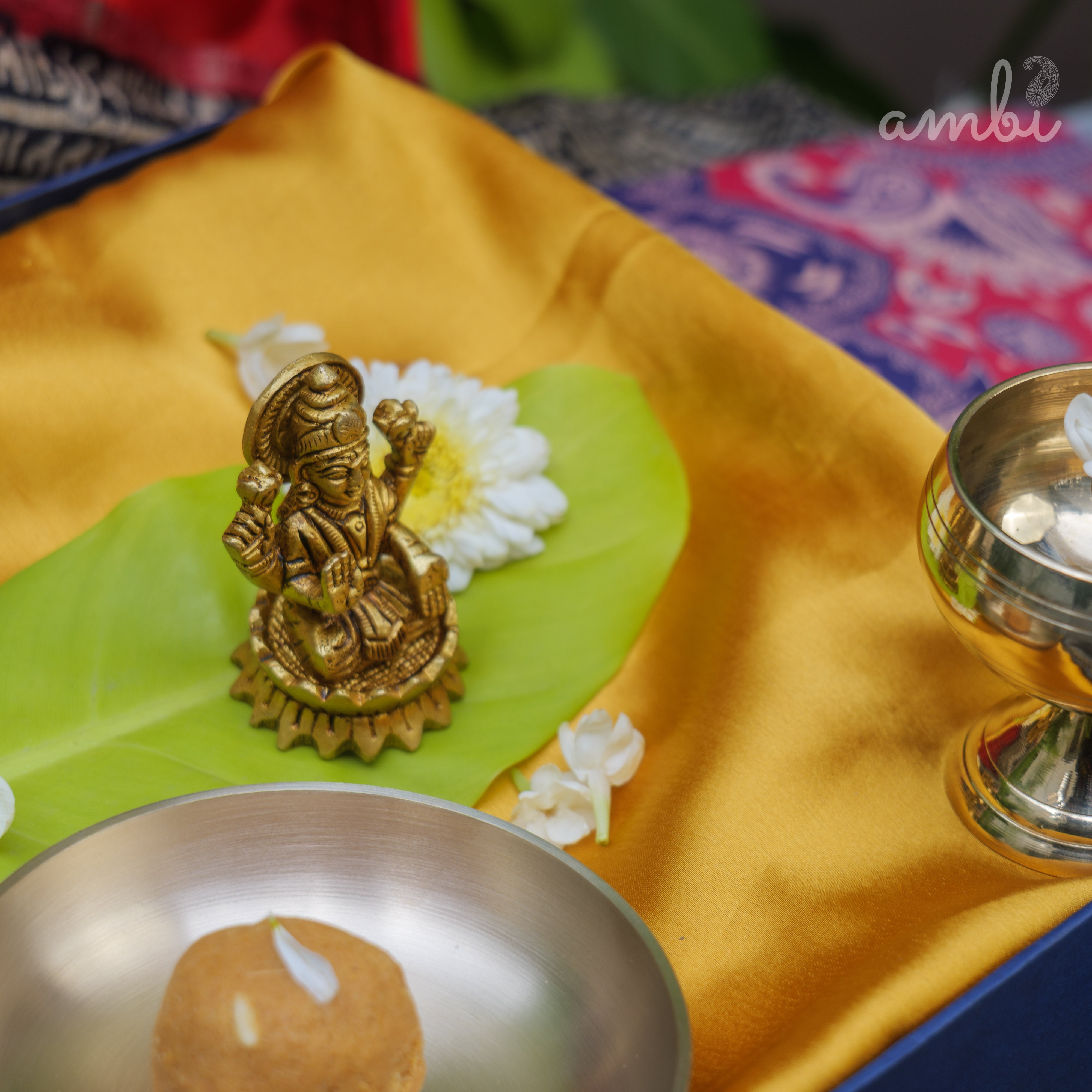 Pure Brass Goddess Lakshmi Idol - 2.5 inch height