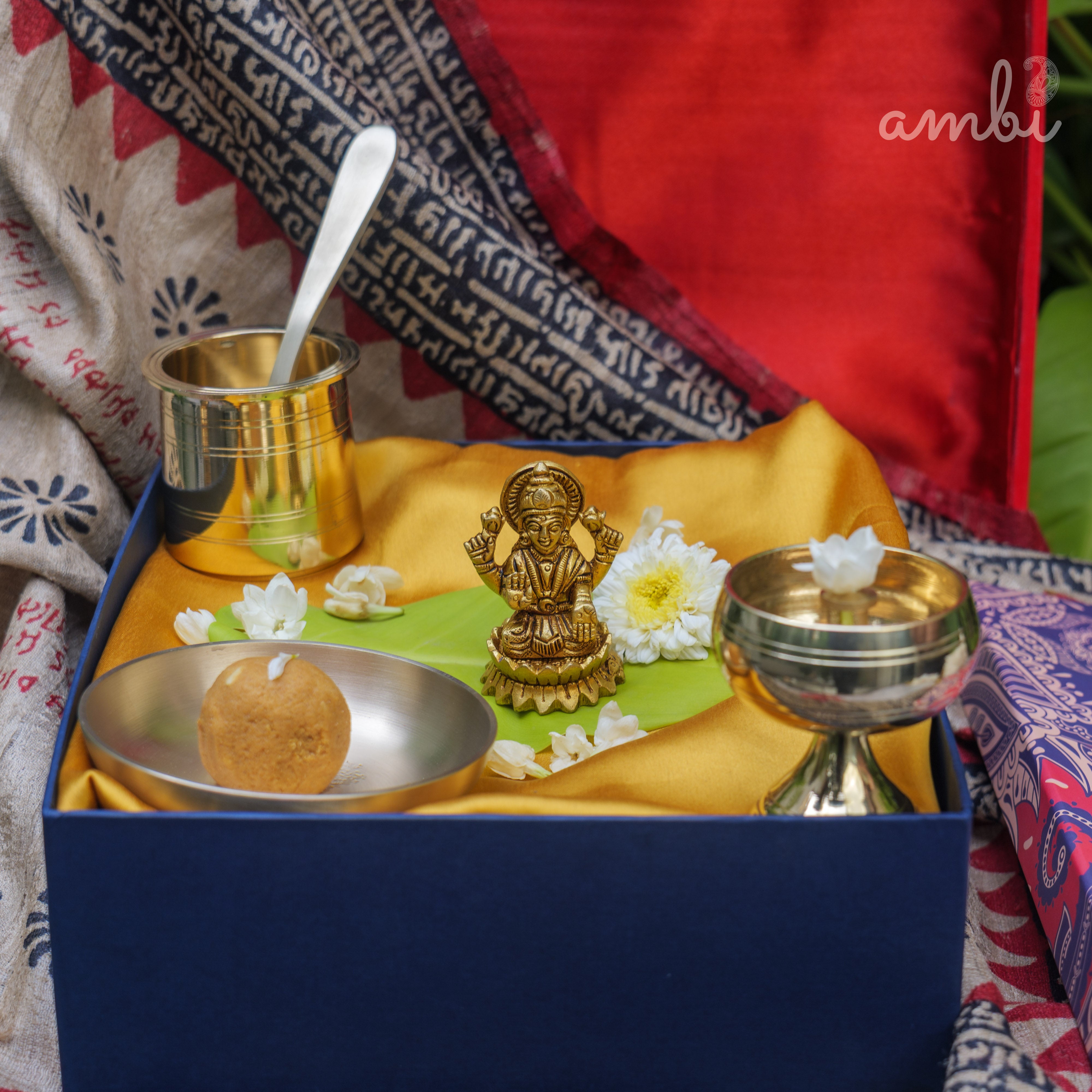 Pure Brass Goddess Lakshmi Idol - 2.5 inch height