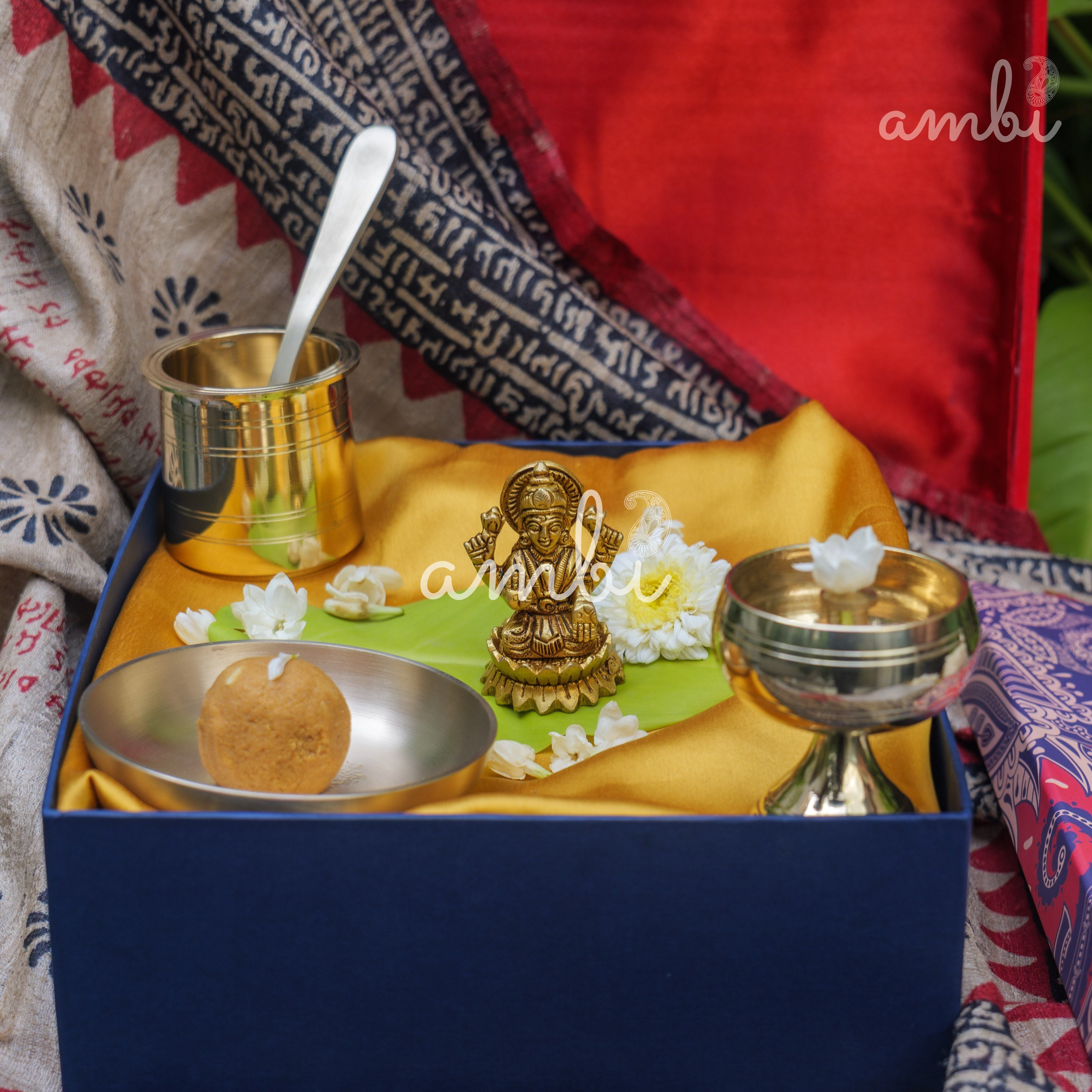 Pure Brass Goddess Lakshmi Idol - 2.5 inch height