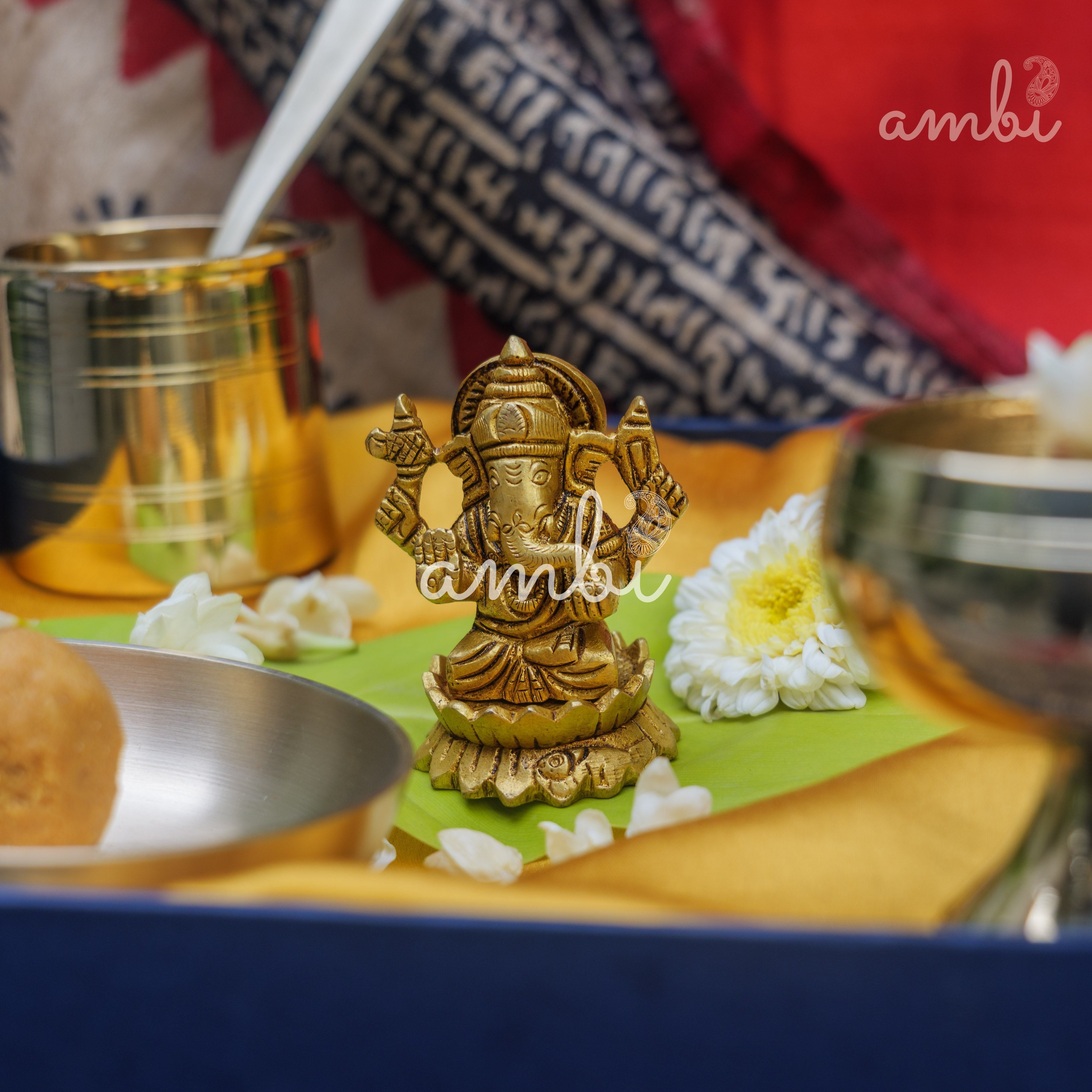 Pure Brass Lord Ganesha Idol - 2.5 inch height