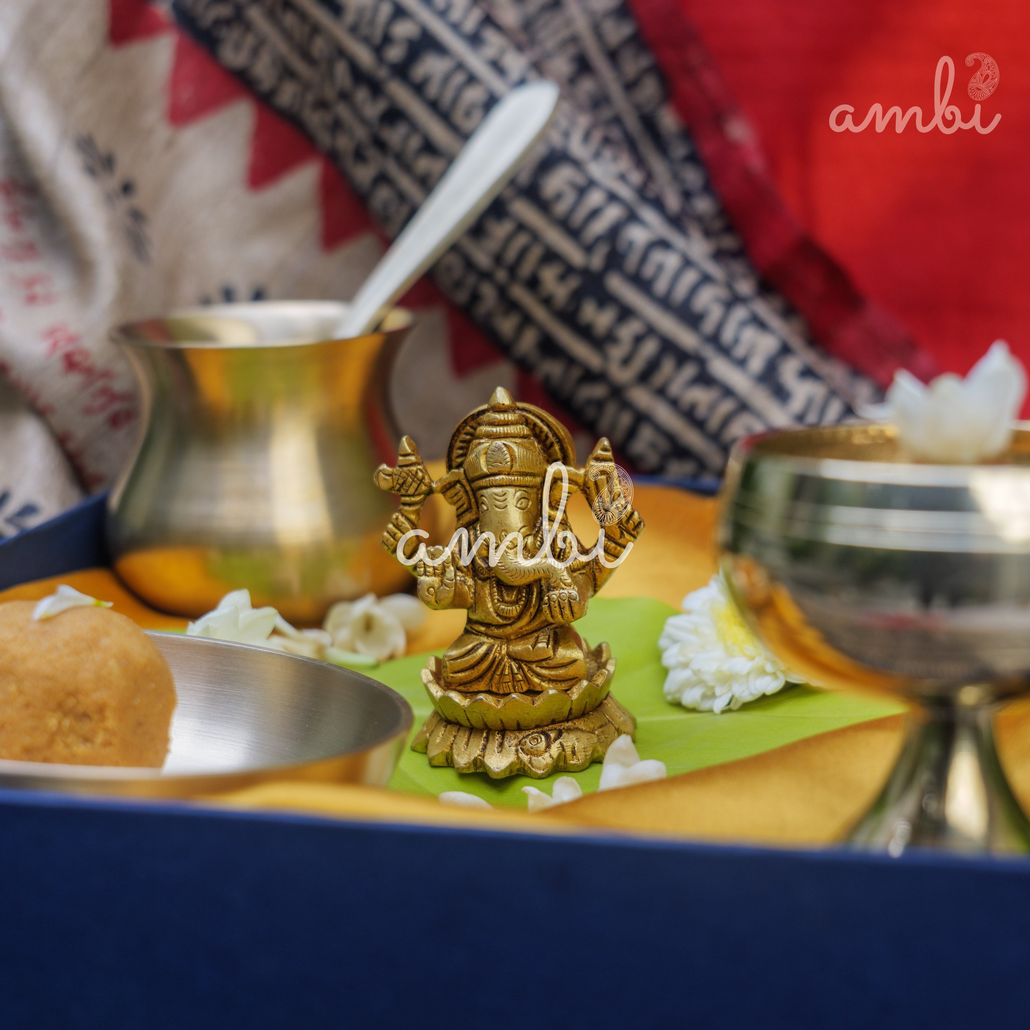 Pure Brass Lord Ganesha Idol - 2.5 inch height