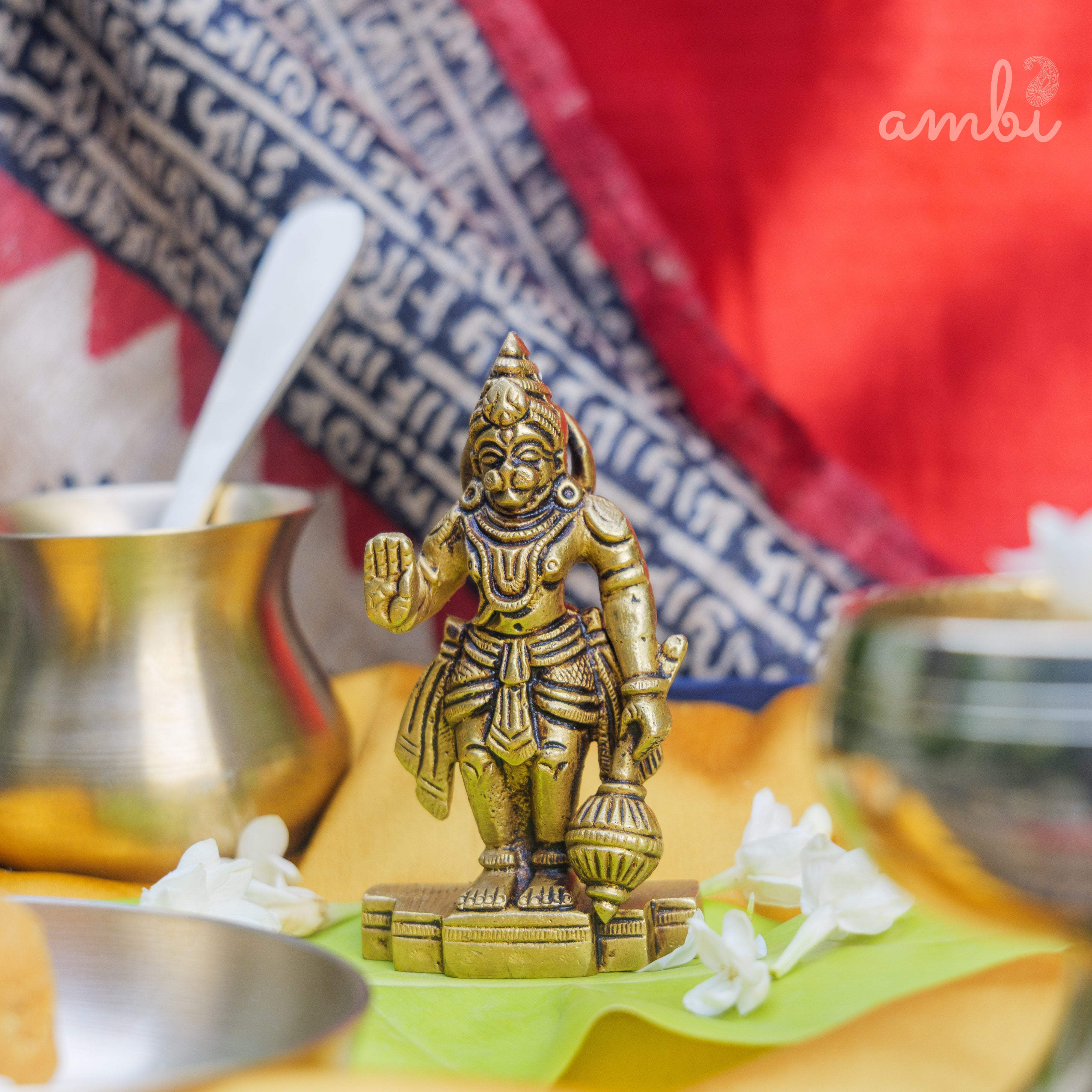 Pure Brass Lord Hanuman Idol - 3.8 inch height