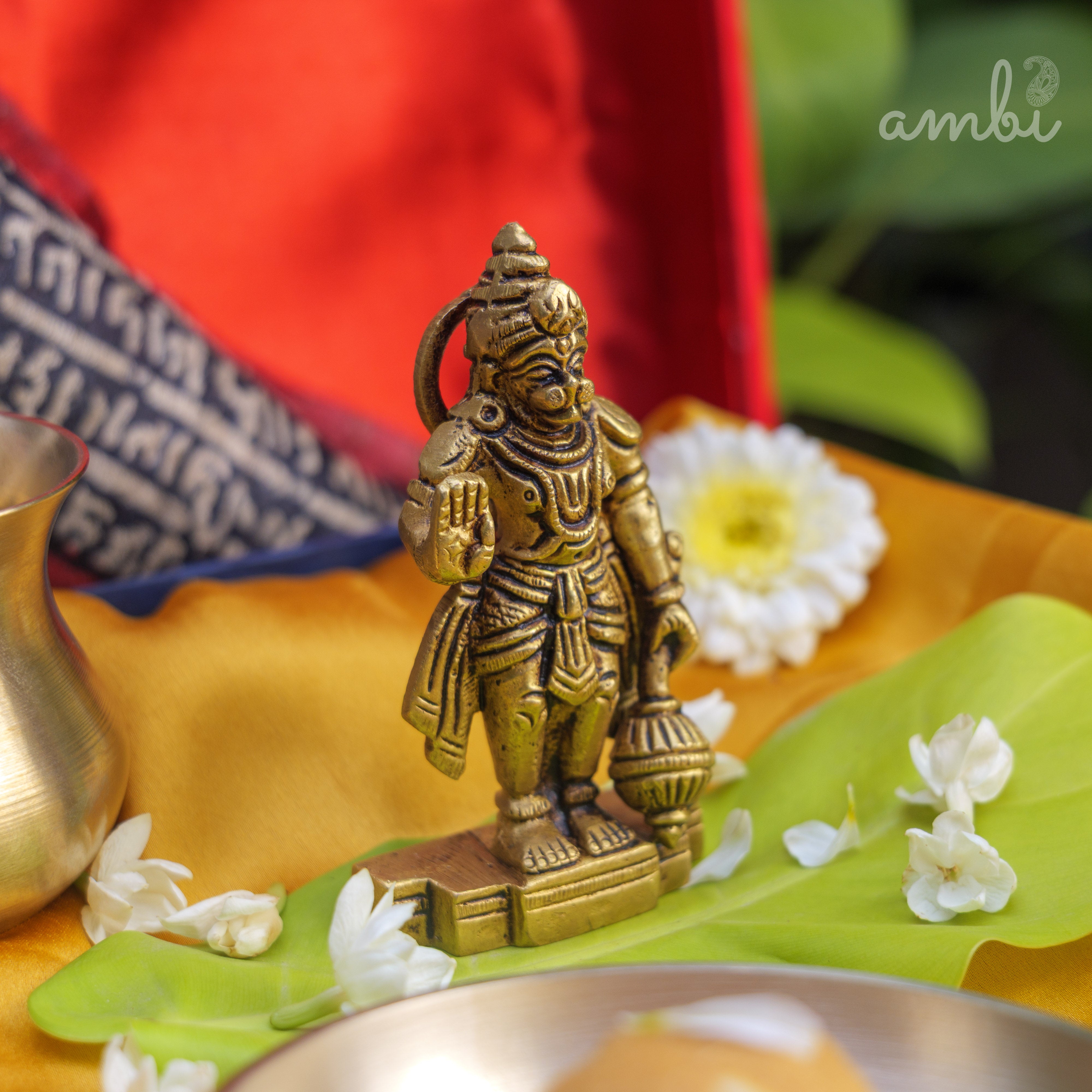 Pure Brass Lord Hanuman Idol - 3.8 inch height