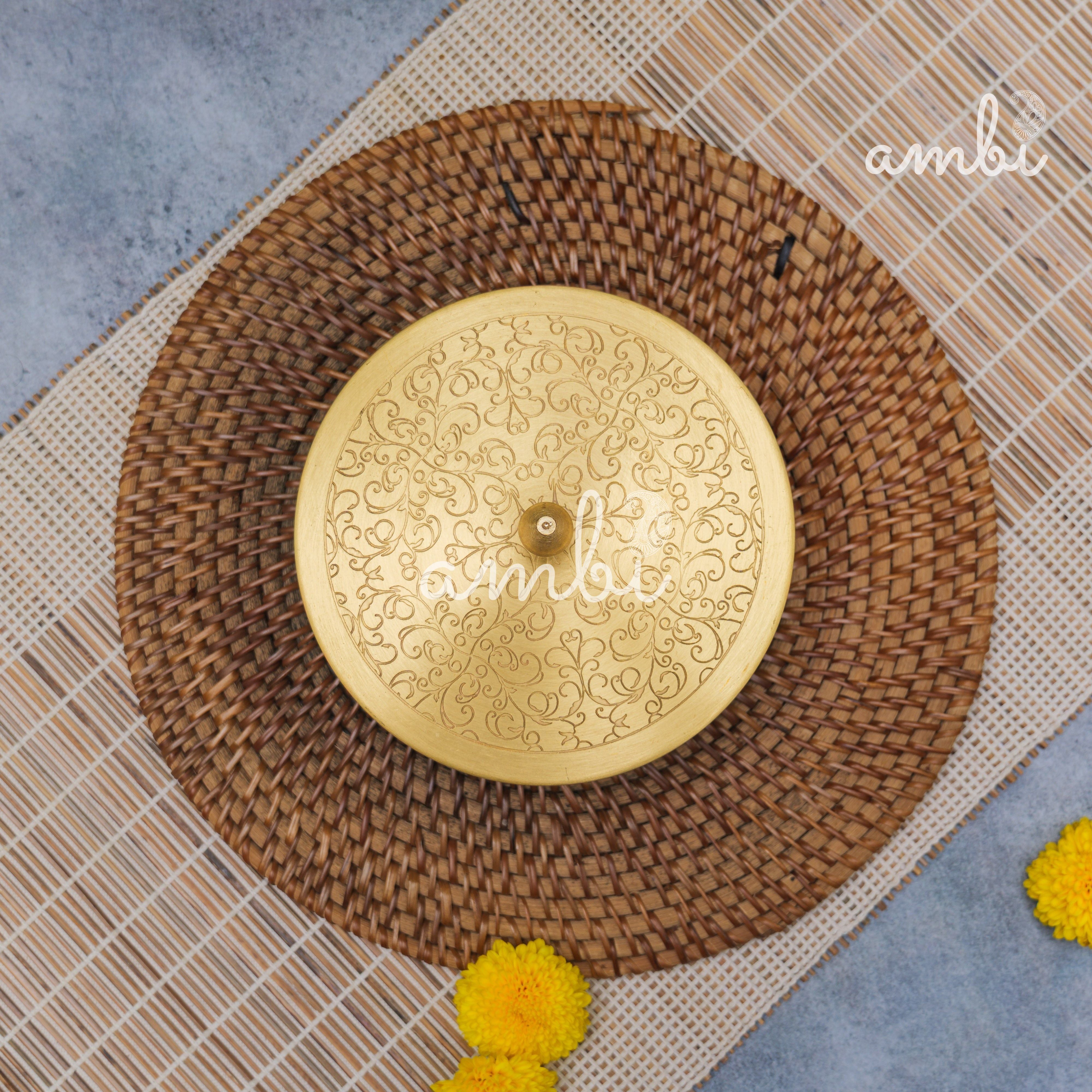 Brass Spice Box Masala Daani with Inlay Work with 6.5 Containers