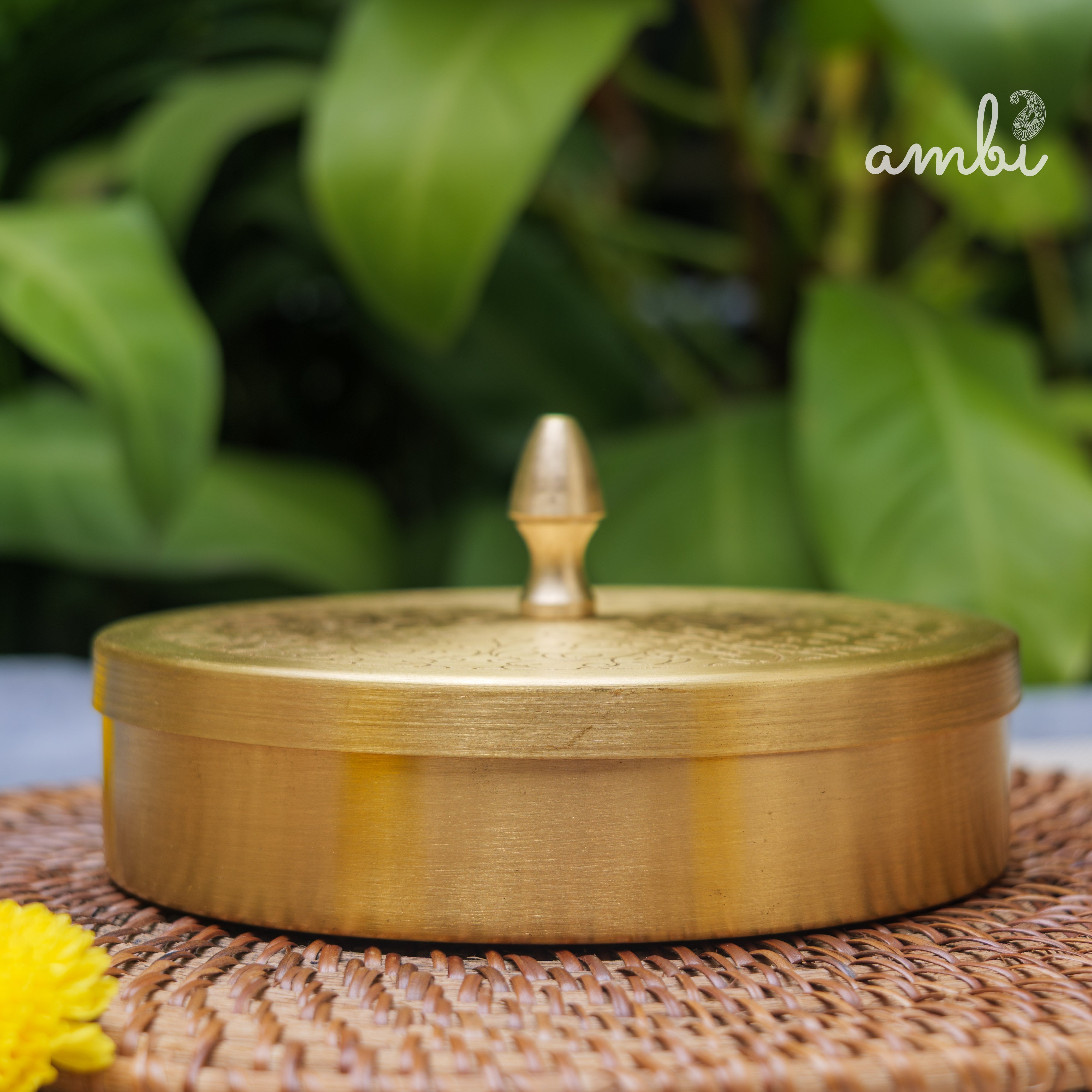 Brass Spice Box Masala Daani with Inlay Work with 6.5 Containers
