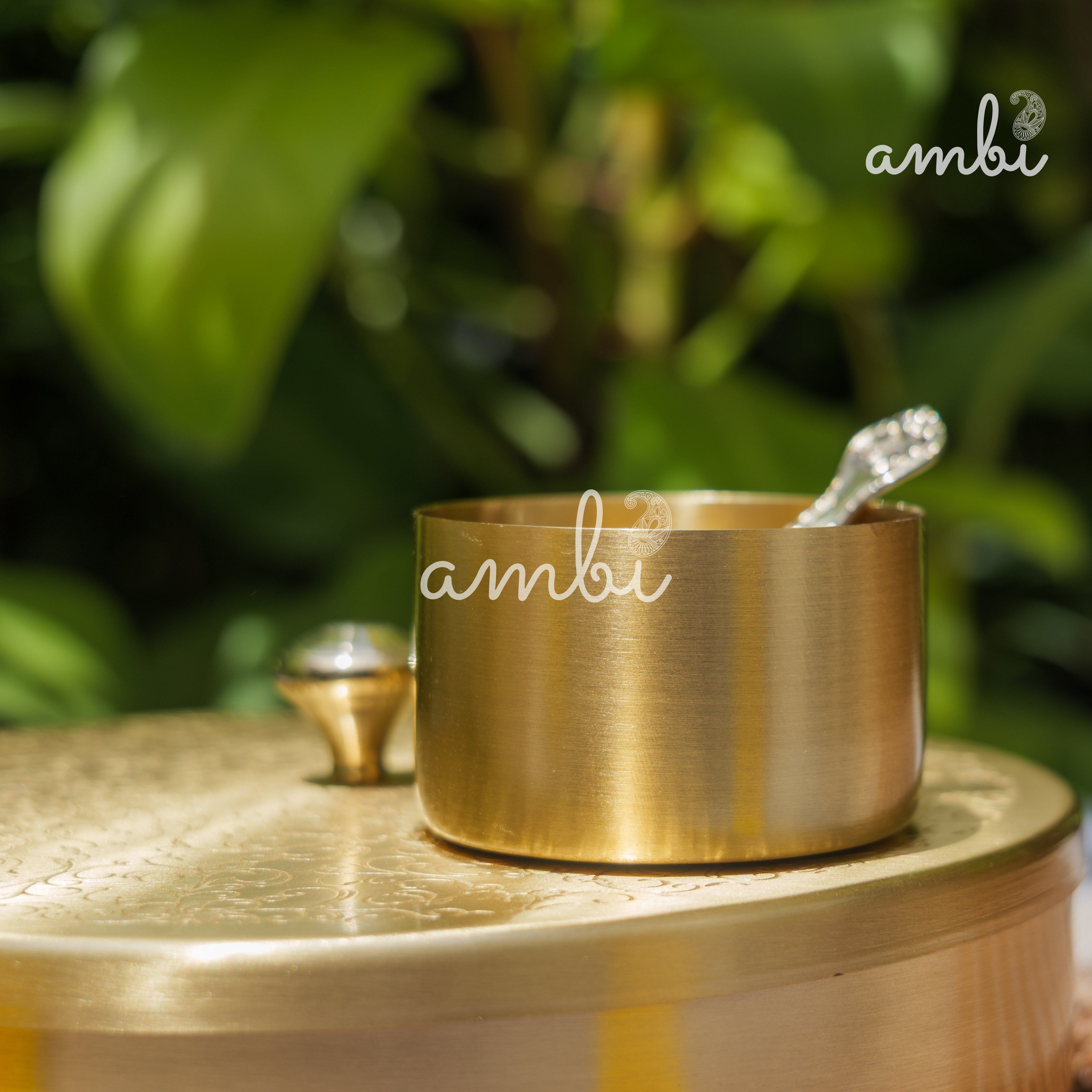 Brass Spice Box Masala Daani with Inlay Work with 7 Containers - Heavy Make