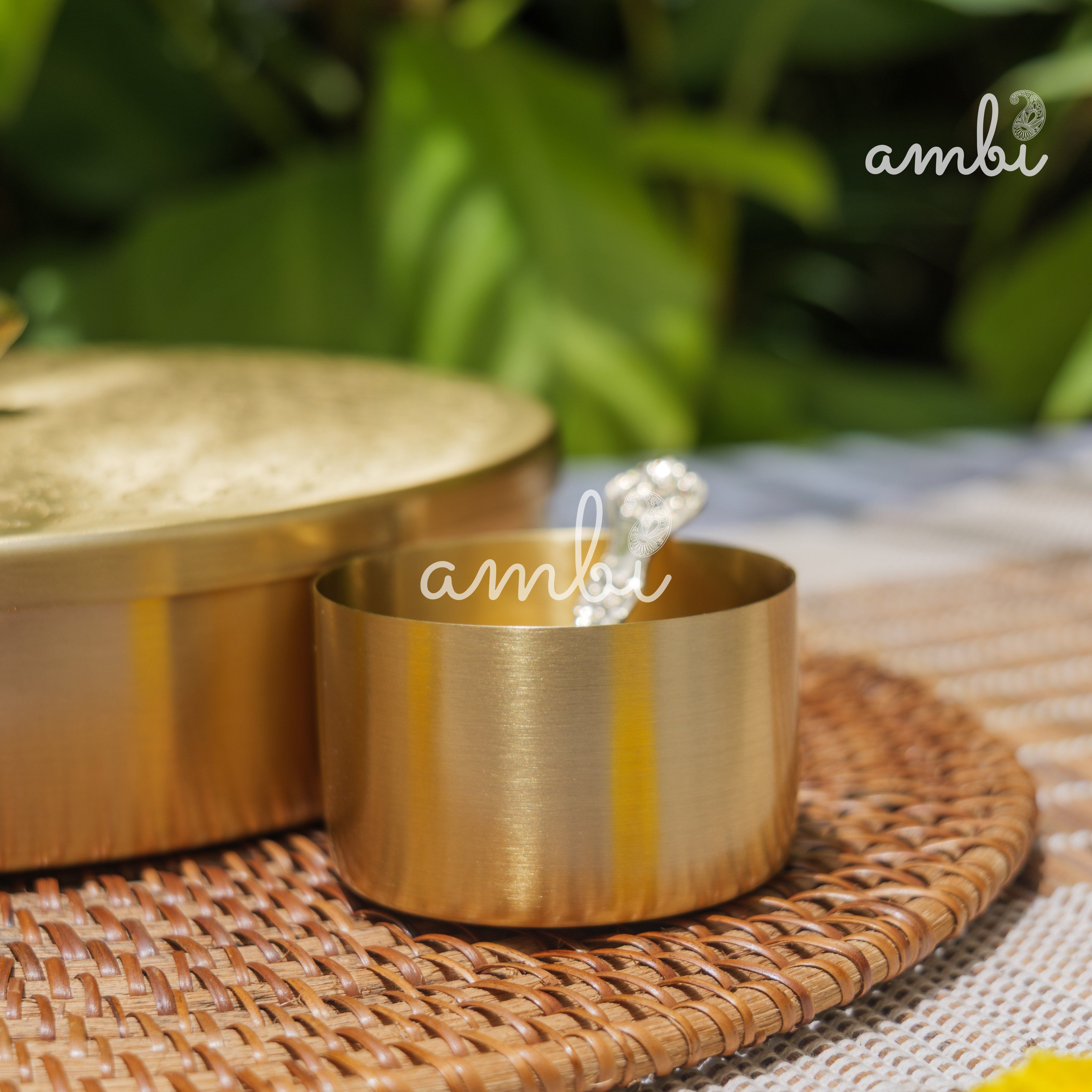 Brass Spice Box Masala Daani with Inlay Work with 7 Containers - Heavy Make