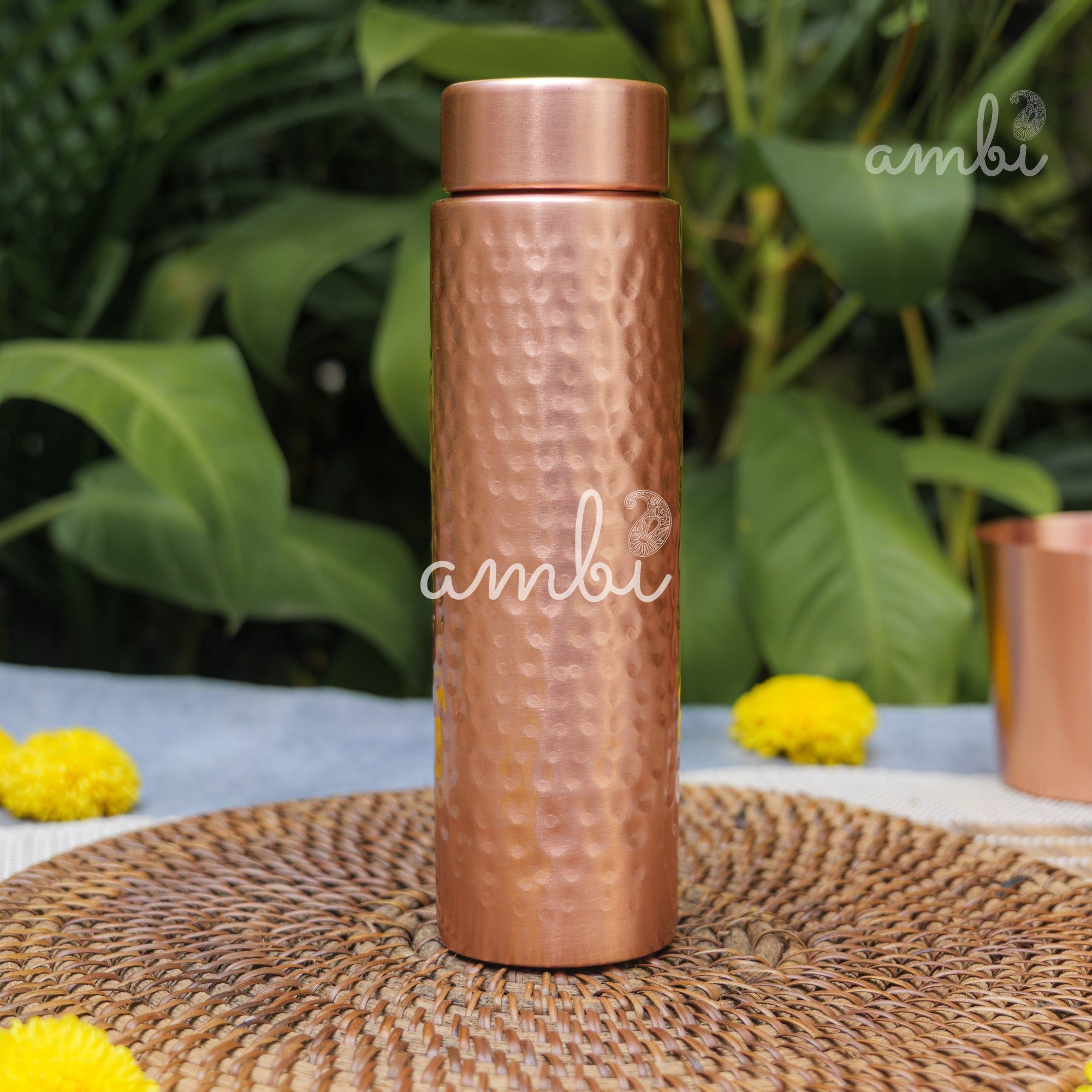 Ambi Premium Hammered Copper Water Bottle – 500 ml | Handmade Elegance