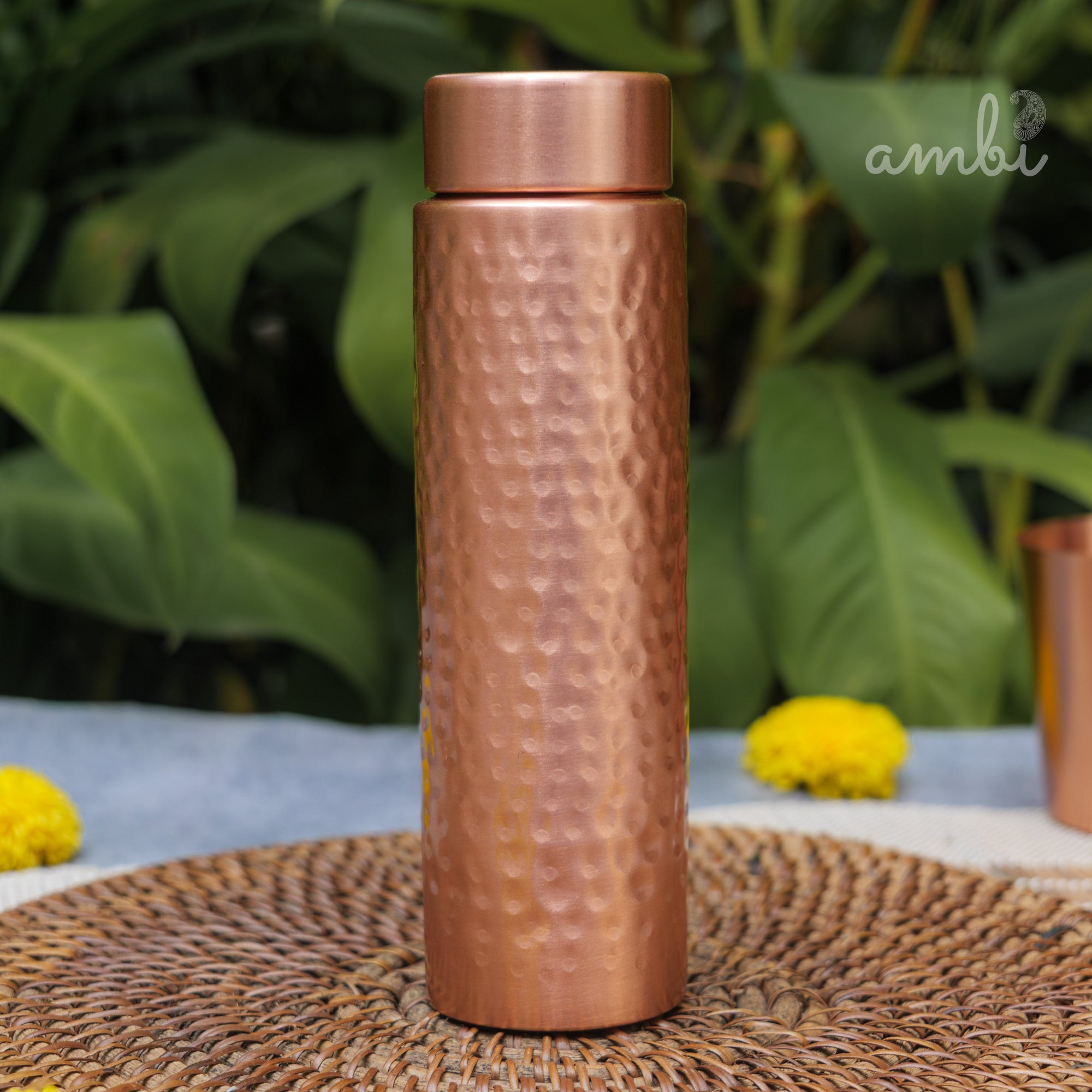 Ambi Premium Hammered Copper Water Bottle – 500 ml | Handmade Elegance