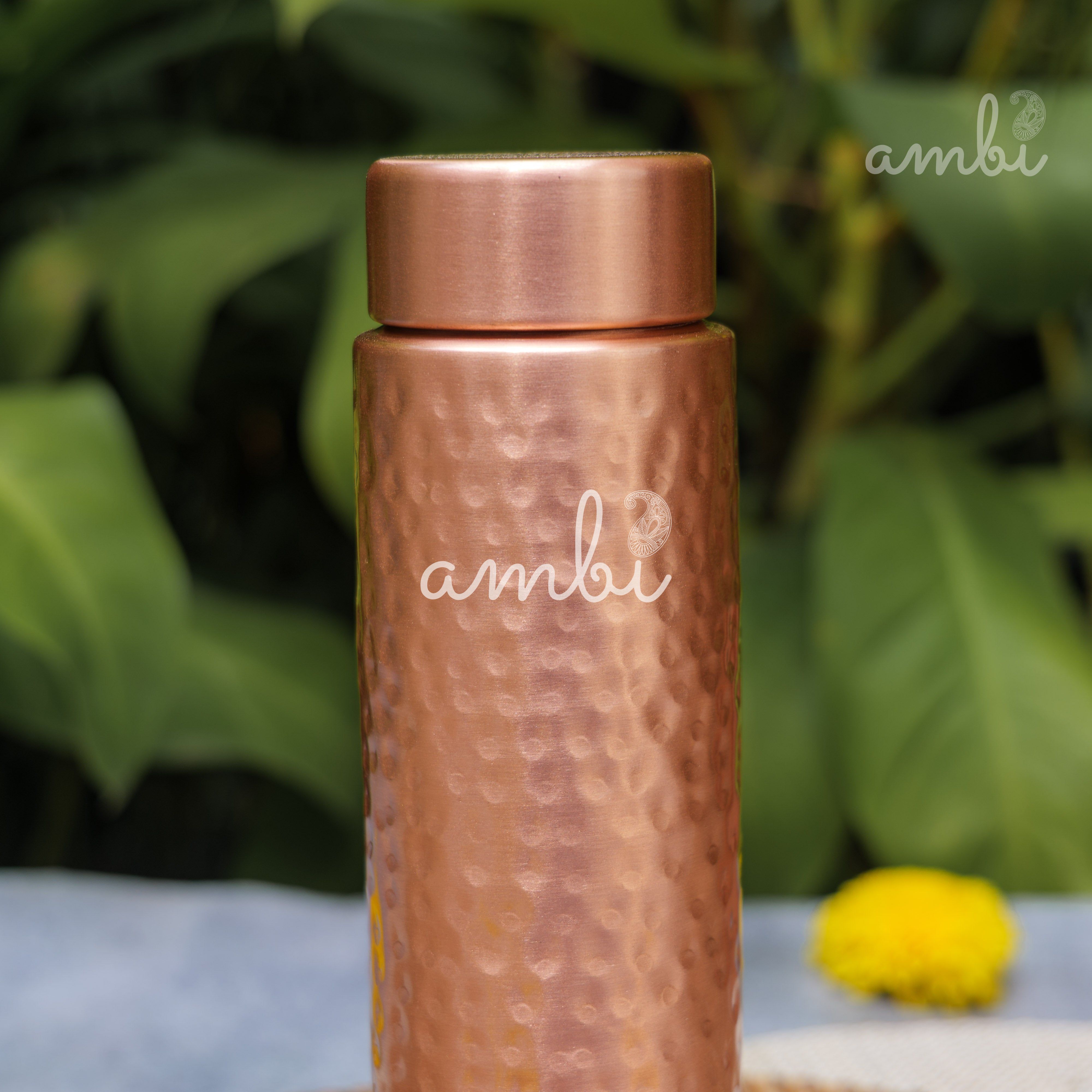 Ambi Premium Hammered Copper Water Bottle – 500 ml | Handmade Elegance
