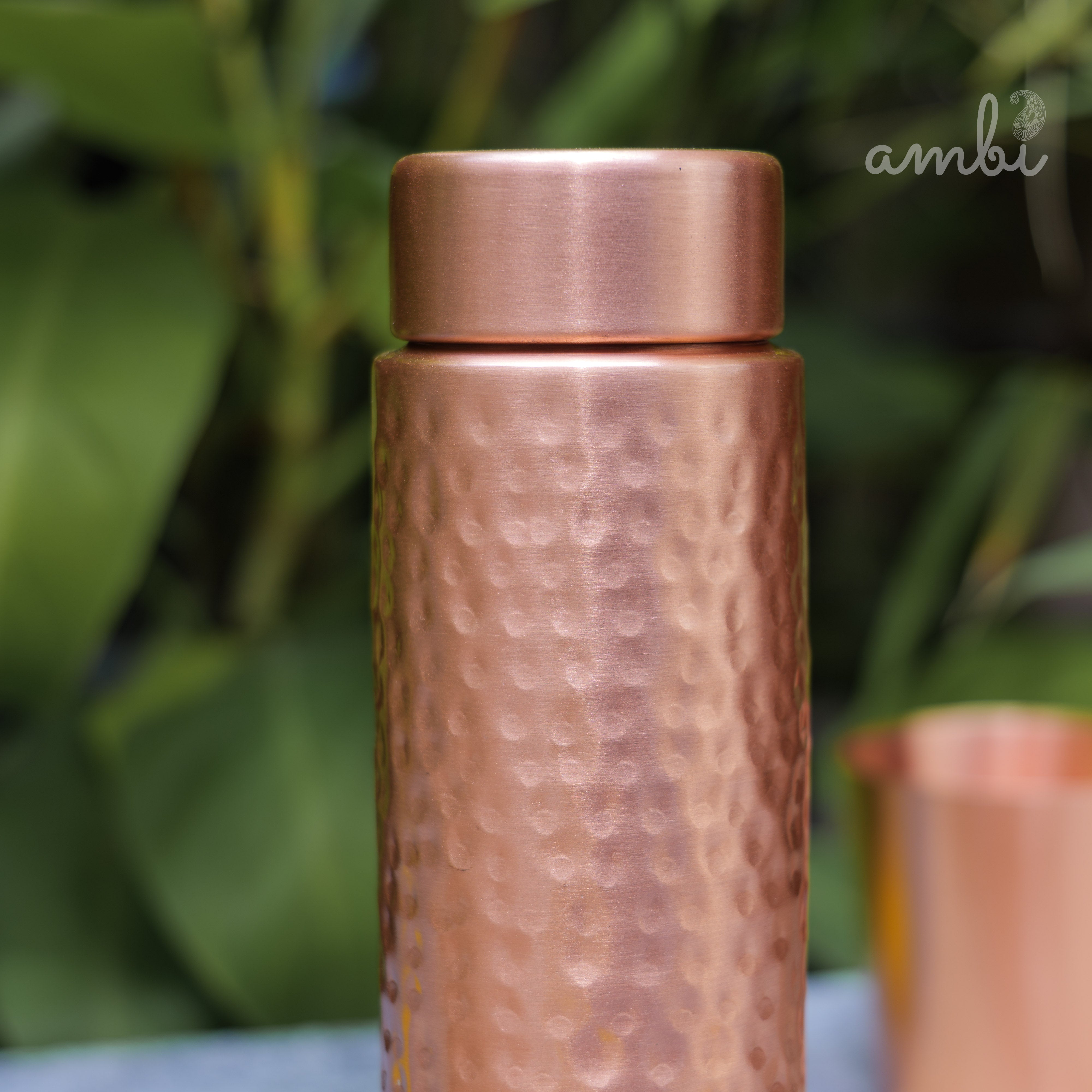 Ambi Premium Hammered Copper Water Bottle – 500 ml | Handmade Elegance