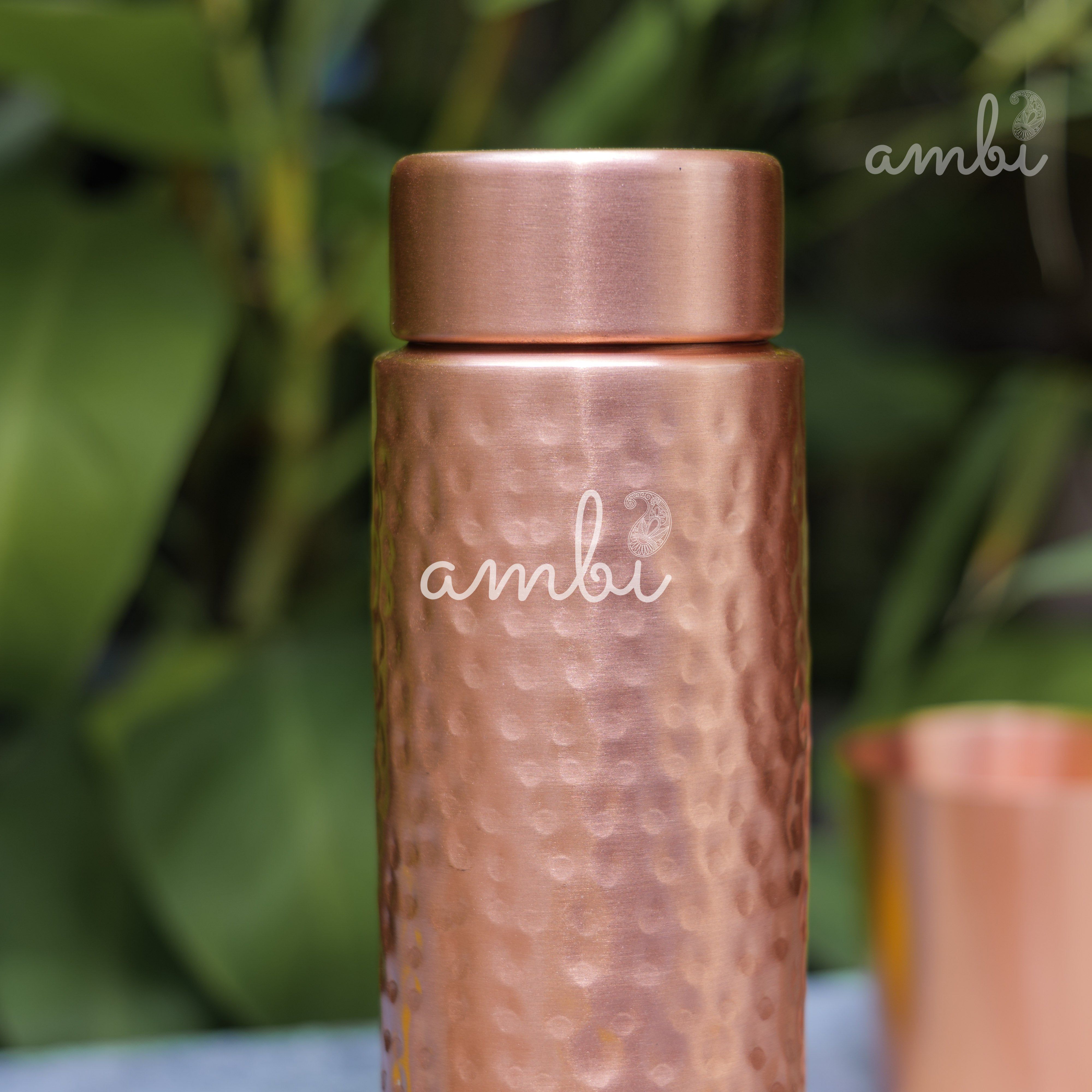 Ambi Premium Hammered Copper Water Bottle – 500 ml | Handmade Elegance