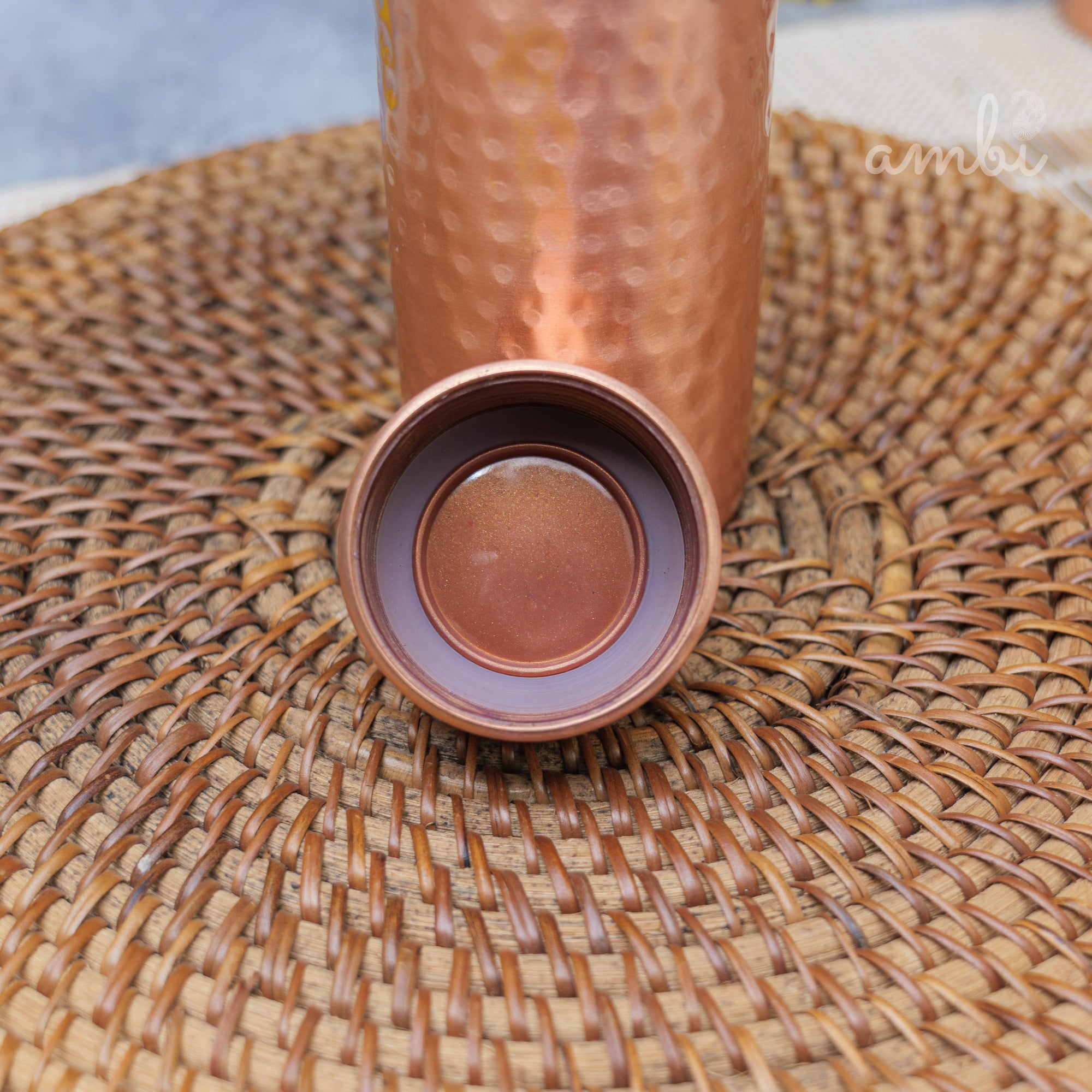 Ambi Premium Hammered Copper Water Bottle – 500 ml | Handmade Elegance