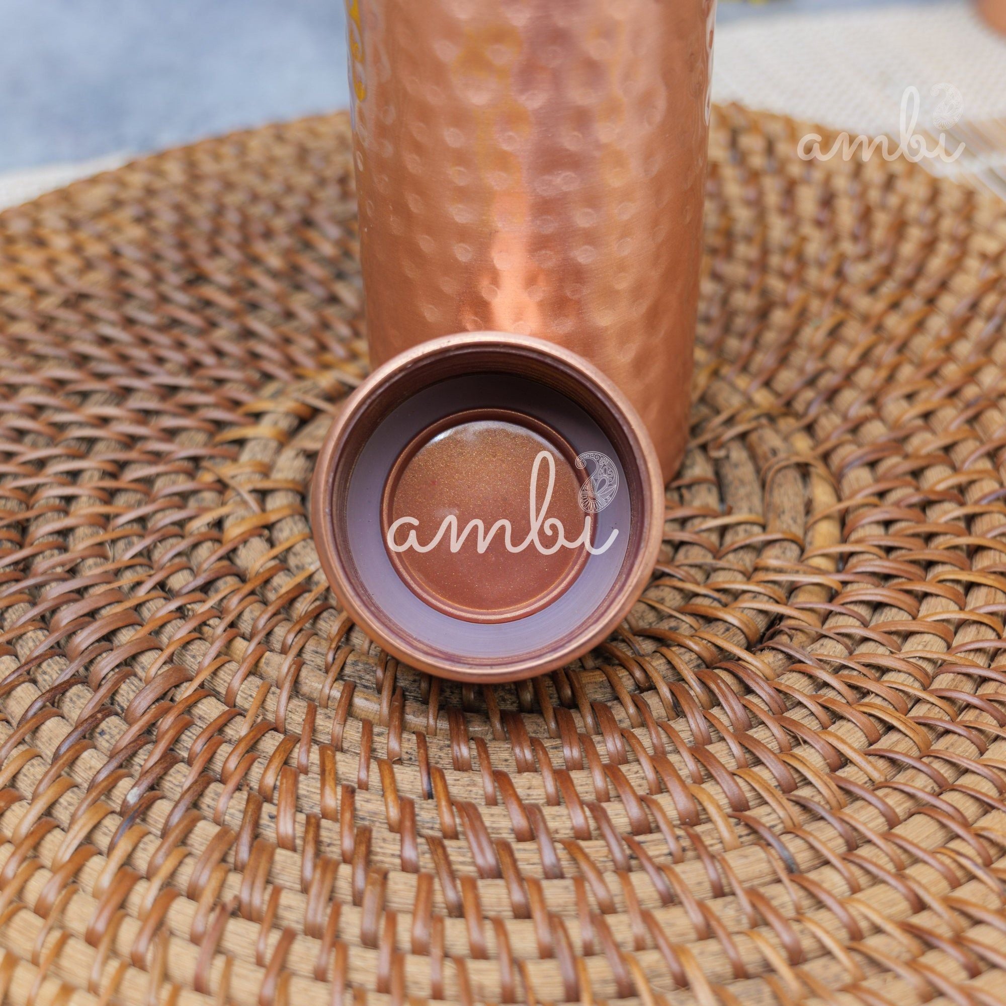 Ambi Premium Hammered Copper Water Bottle – 500 ml | Handmade Elegance