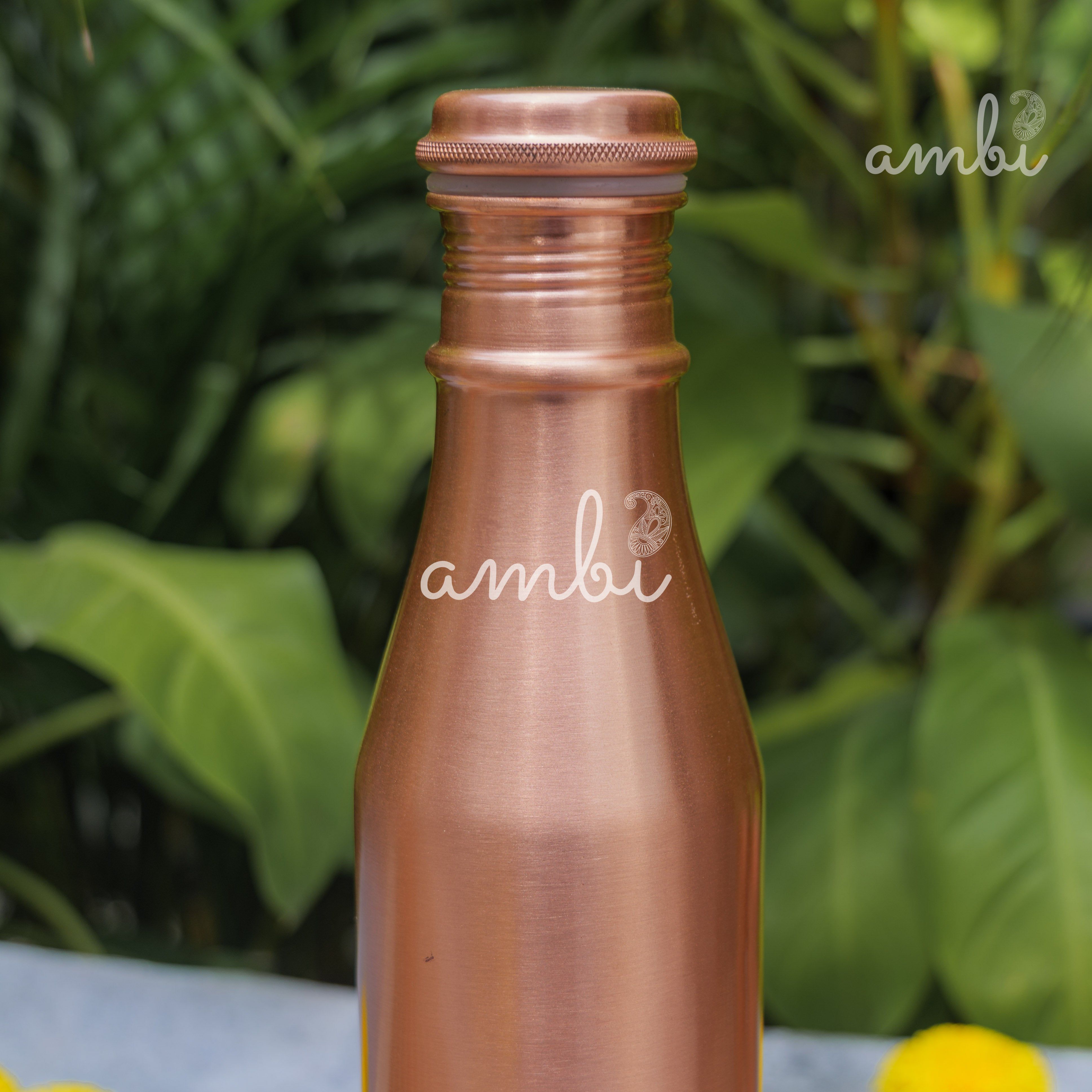 Ambi Pure Copper Bottle & Glass Set with Gift Box – Traditional Elegance (1 Bottle + 2 Glasses)