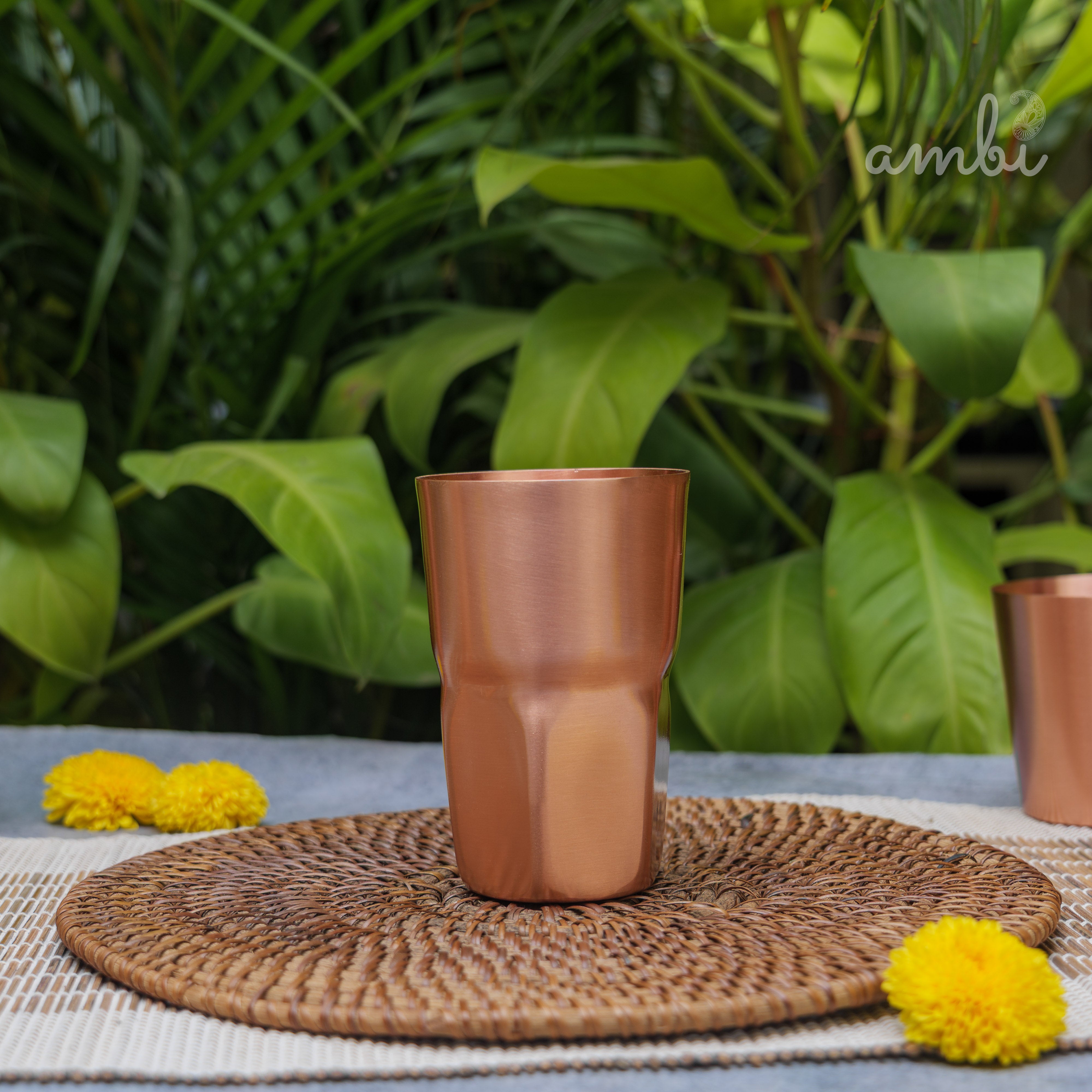 Ambi Elegant Ergo-Grip Pure Copper Tall Tumbler - 400 ML - Heavy Make