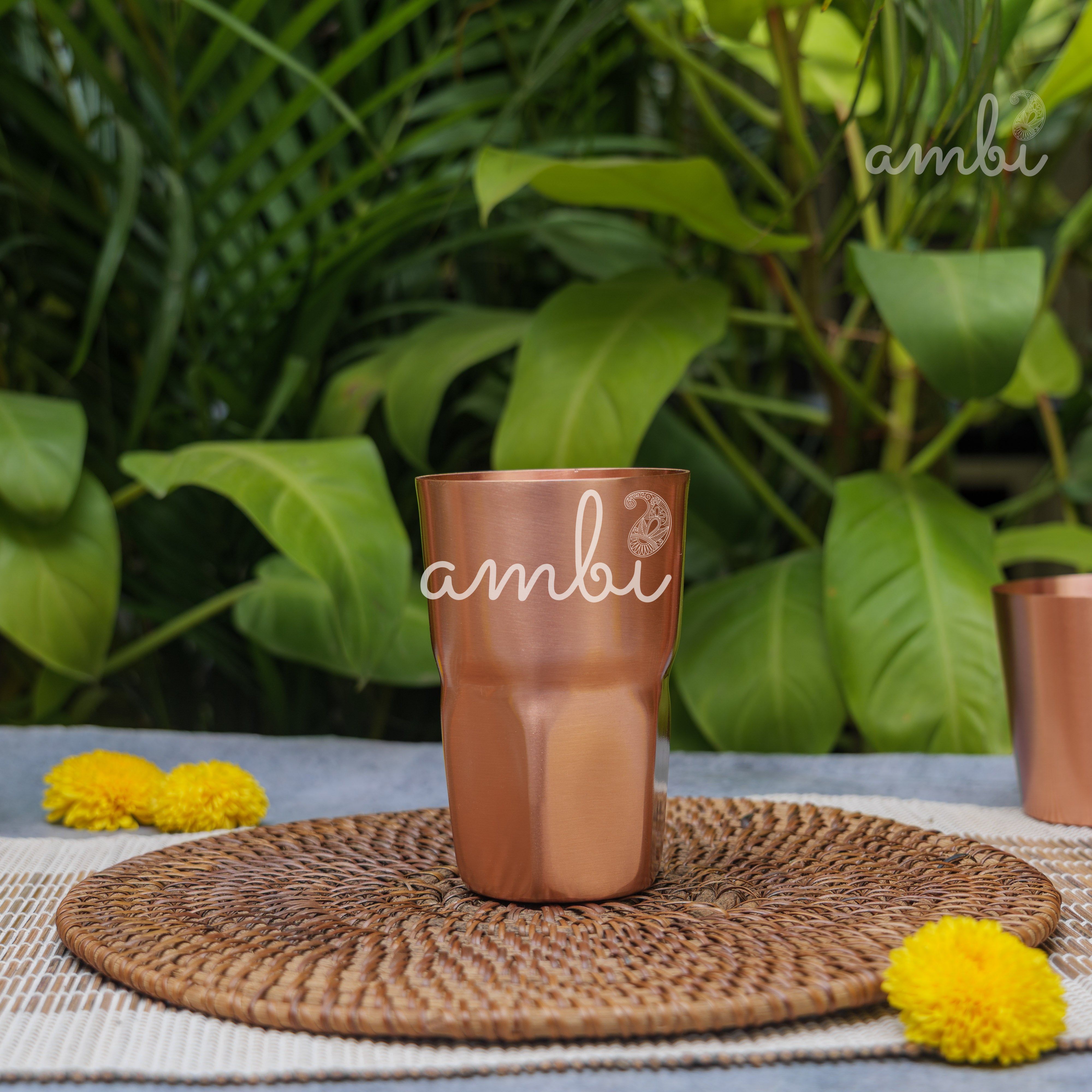 Ambi Elegant Ergo-Grip Pure Copper Tall Tumbler - 400 ML - Heavy Make