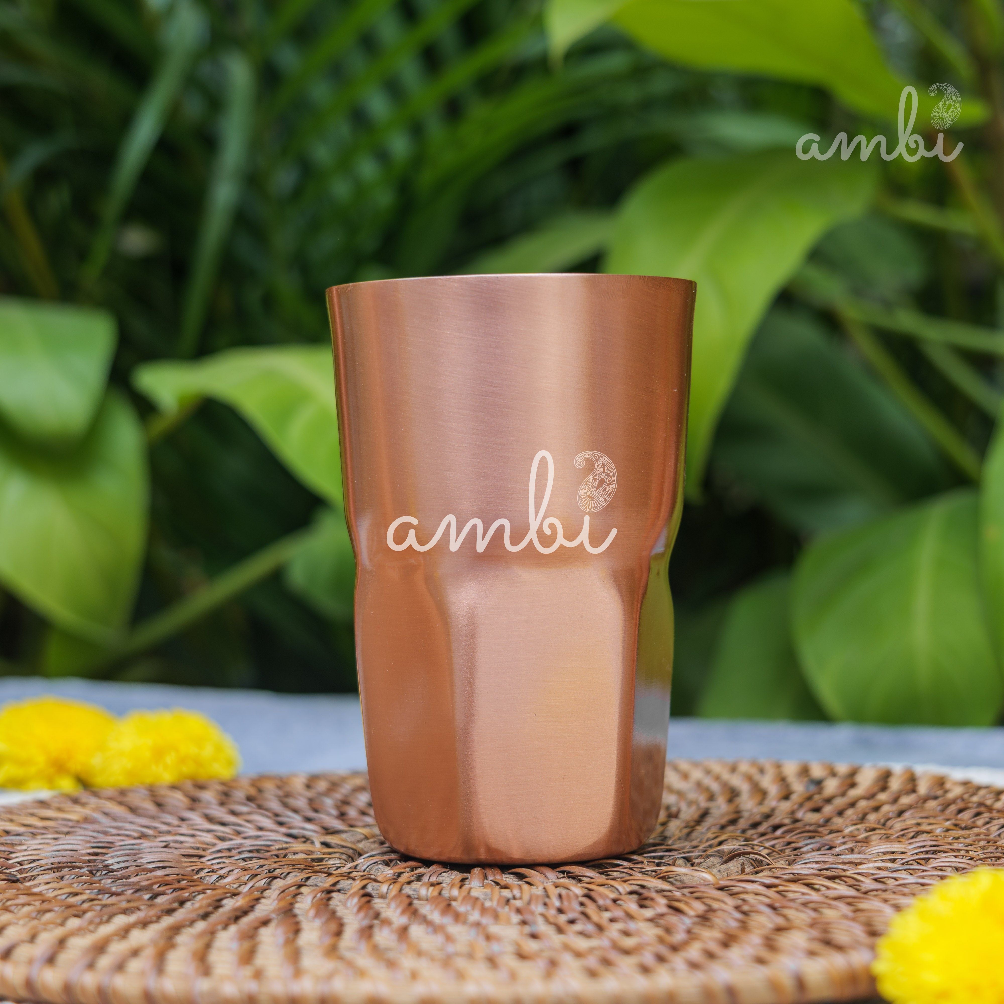 Ambi Elegant Ergo-Grip Pure Copper Tall Tumbler - 400 ML - Heavy Make