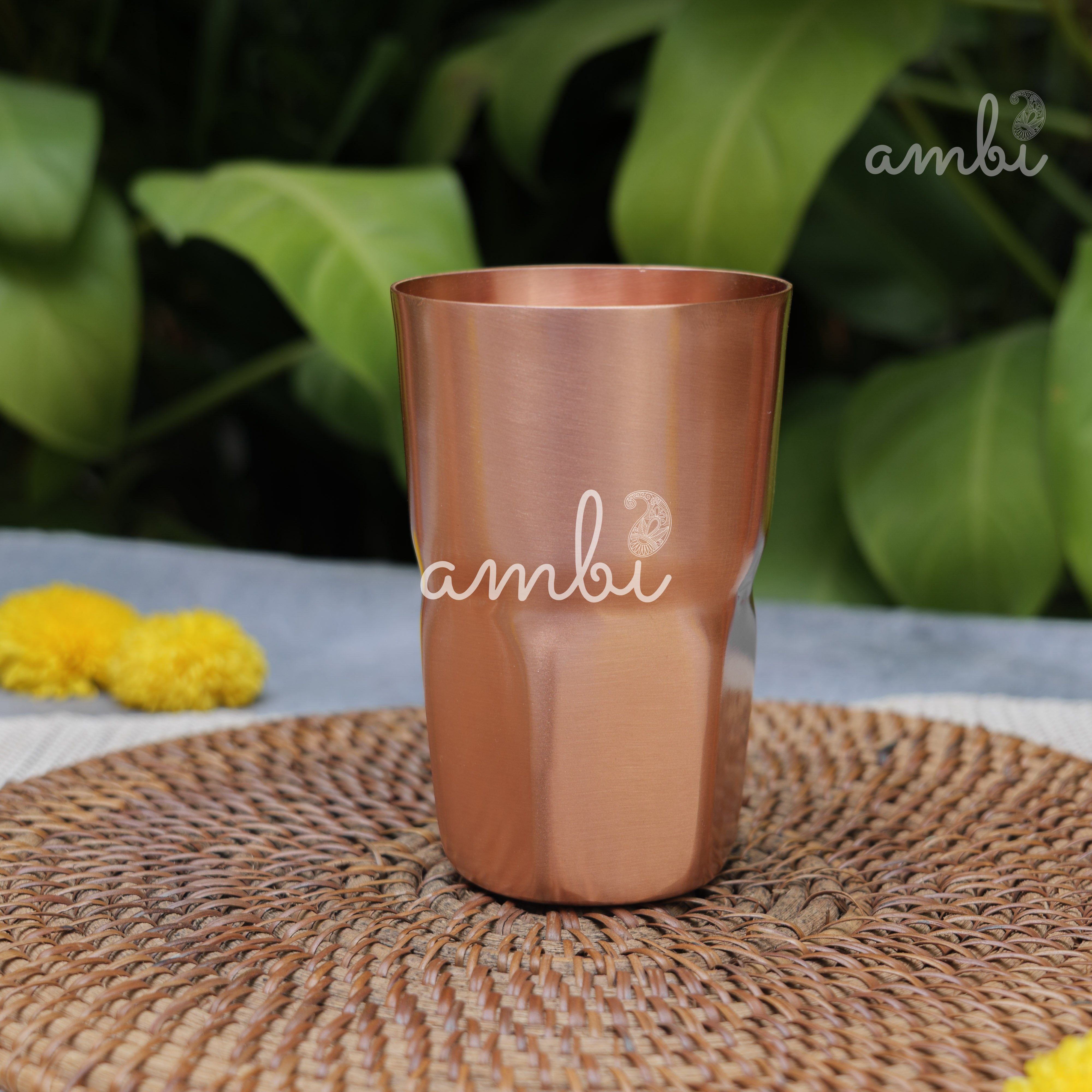 Ambi Elegant Ergo-Grip Pure Copper Tall Tumbler - 400 ML - Heavy Make