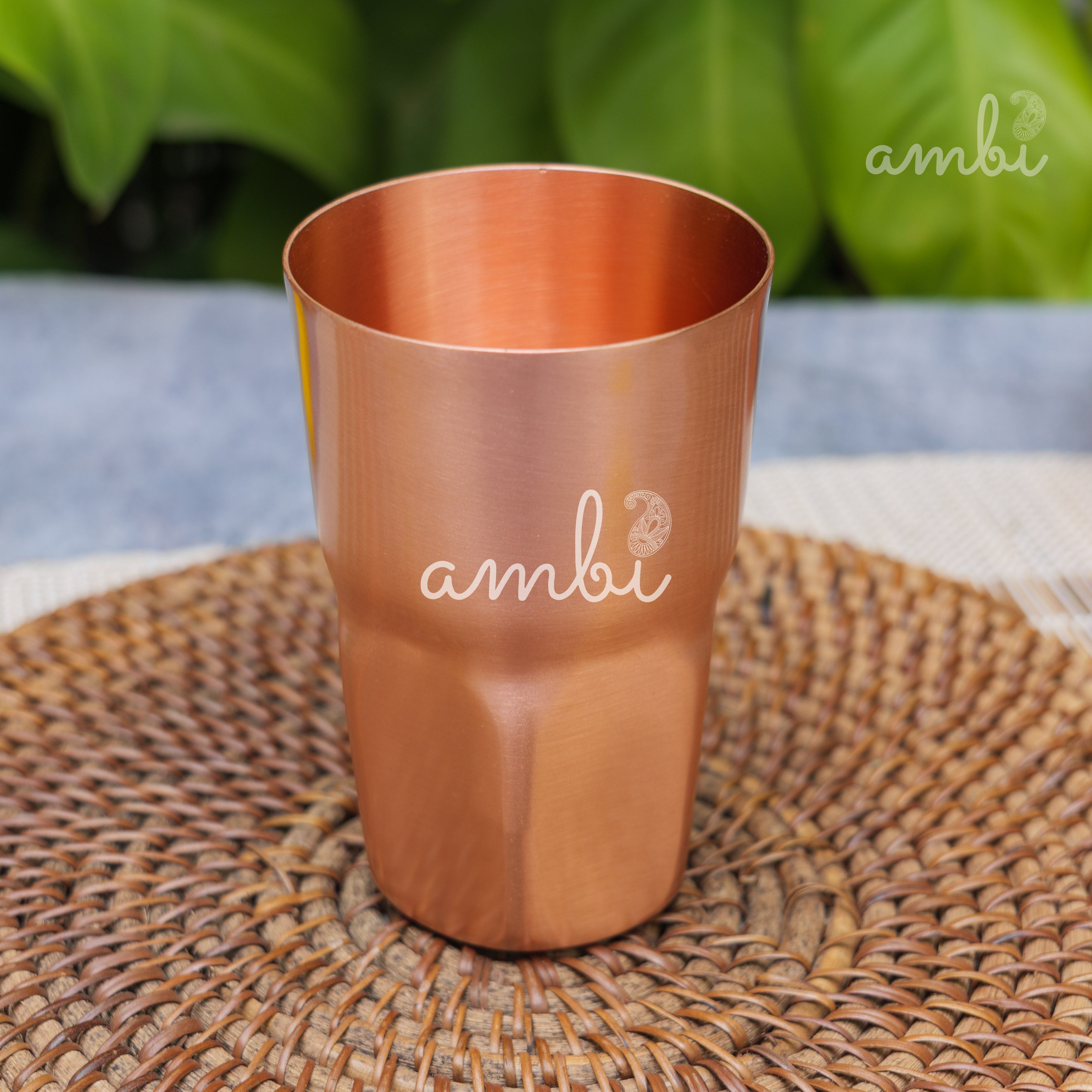 Ambi Elegant Ergo-Grip Pure Copper Tall Tumbler - 400 ML - Heavy Make