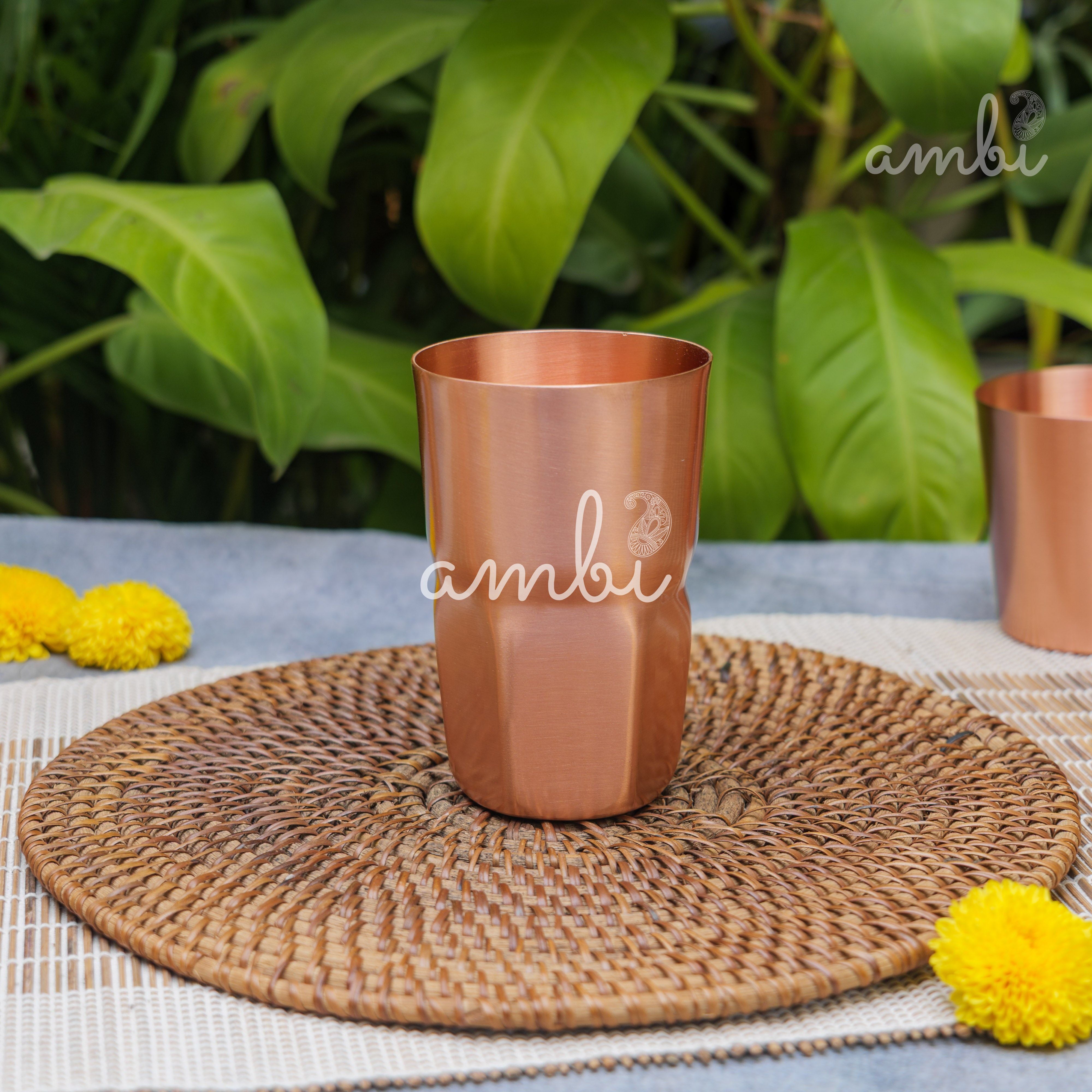 Ambi Elegant Ergo-Grip Pure Copper Tall Tumbler - 400 ML - Heavy Make