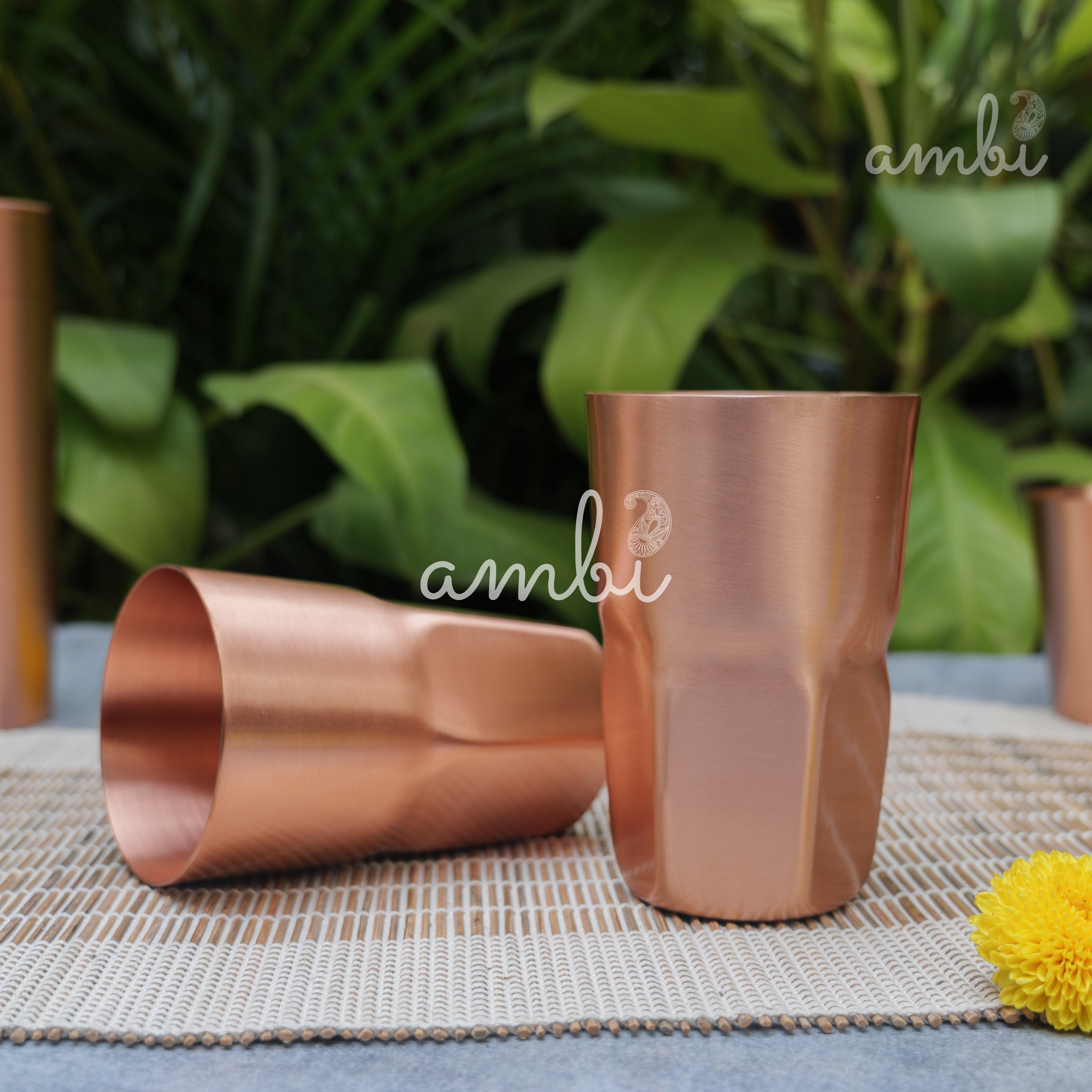Ambi Elegant Ergo-Grip Pure Copper Tall Tumbler - 400 ML - Heavy Make