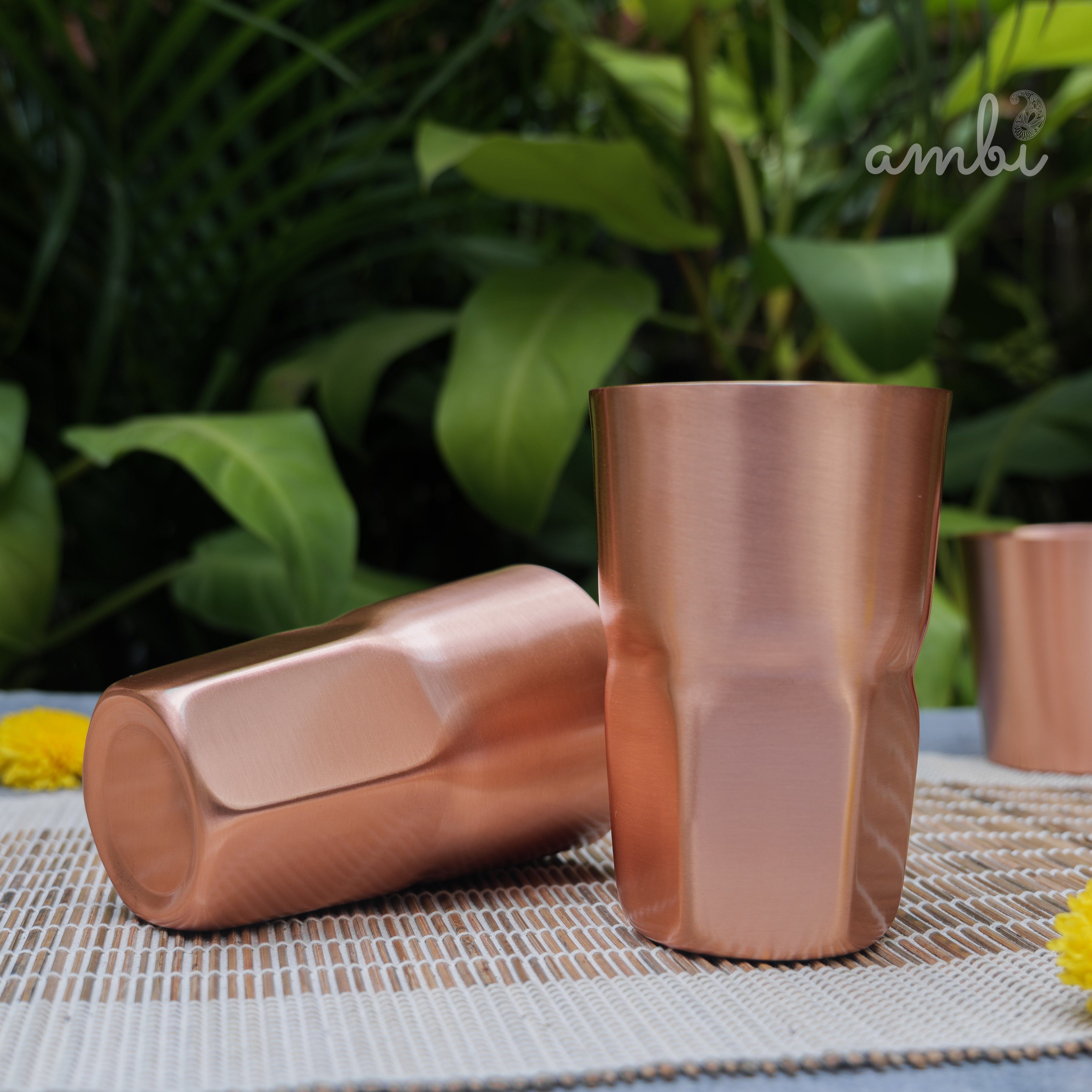 Ambi Elegant Ergo-Grip Pure Copper Tall Tumbler - 400 ML - Heavy Make