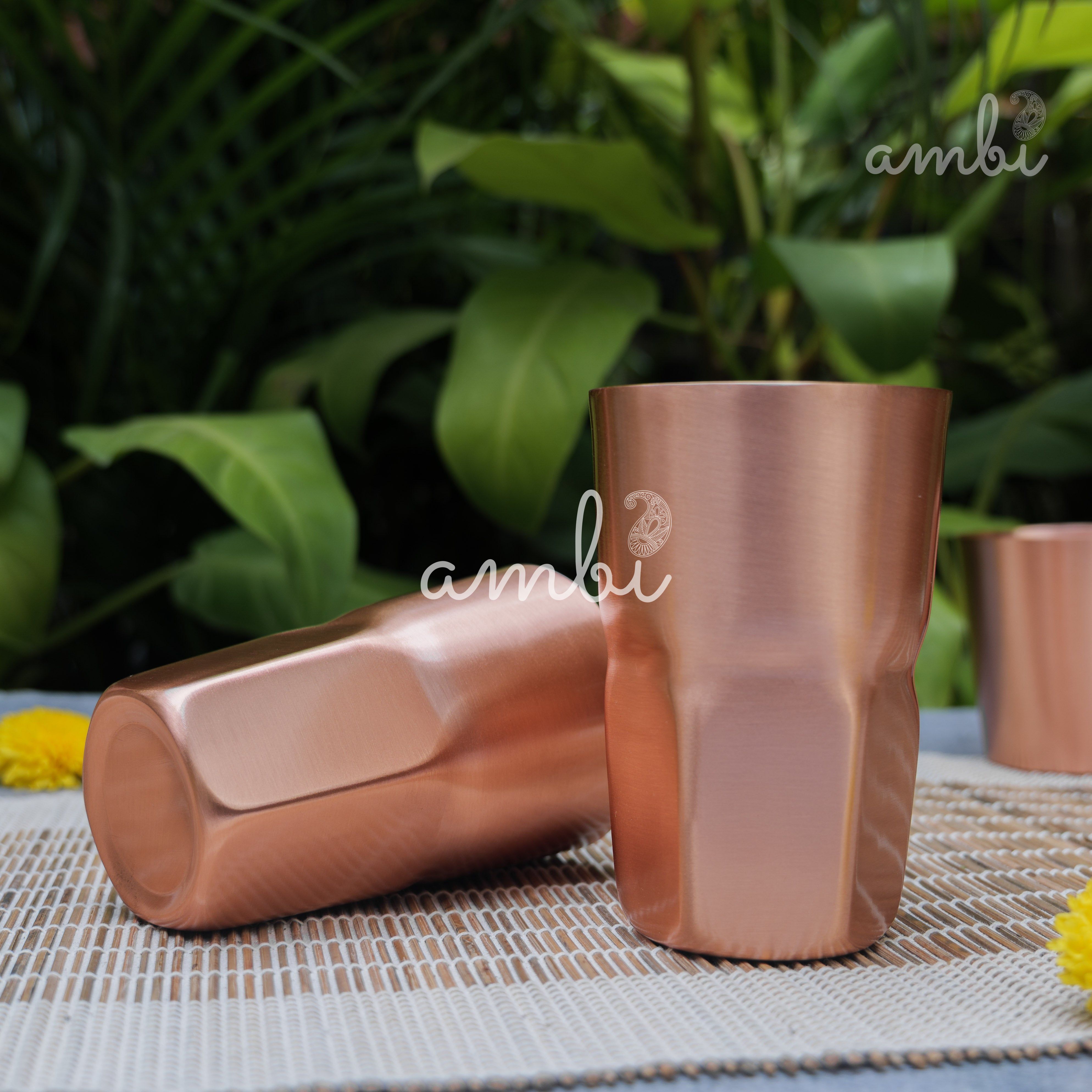 Ambi Elegant Ergo-Grip Pure Copper Tall Tumbler - 400 ML - Heavy Make
