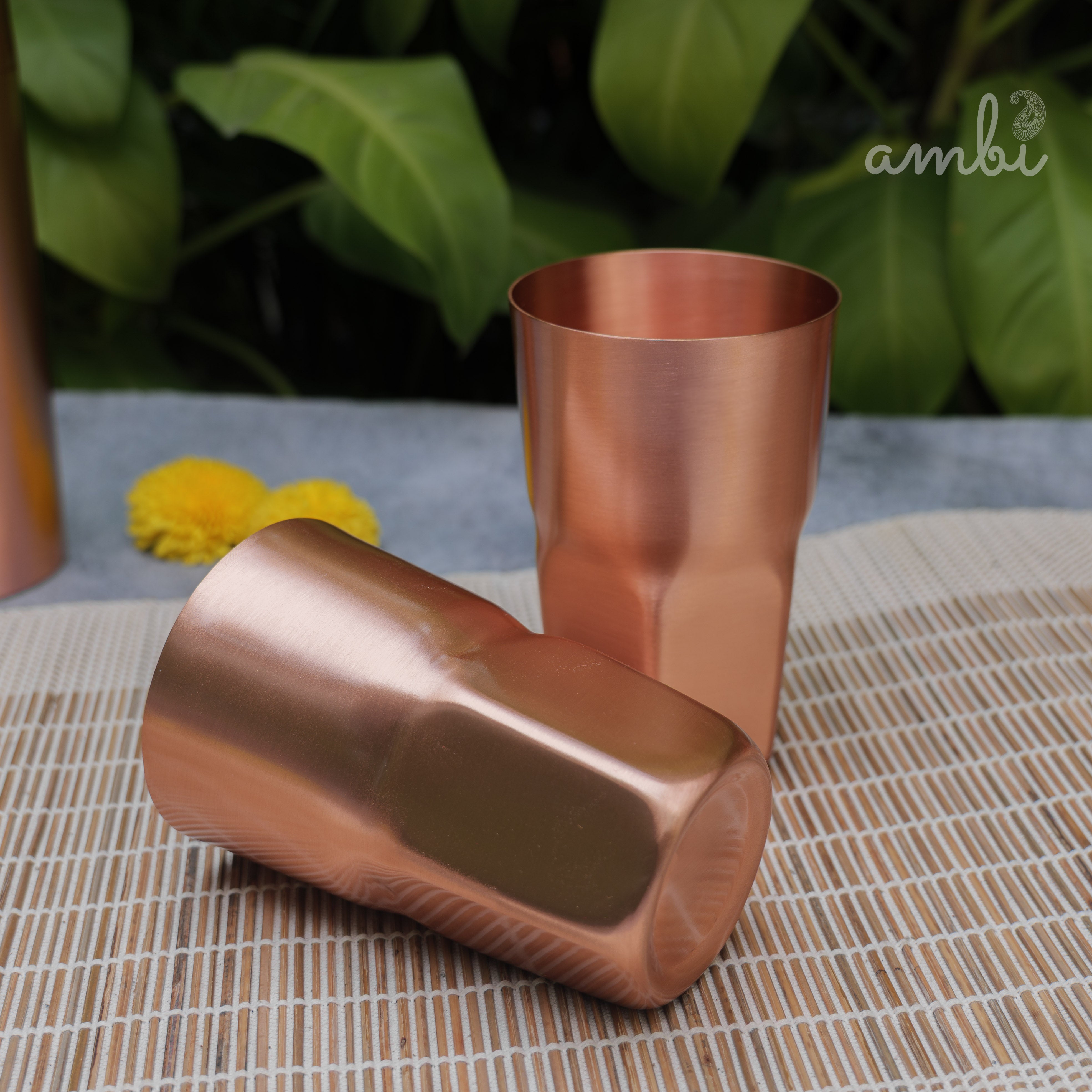 Ambi Elegant Ergo-Grip Pure Copper Tall Tumbler - 400 ML - Heavy Make