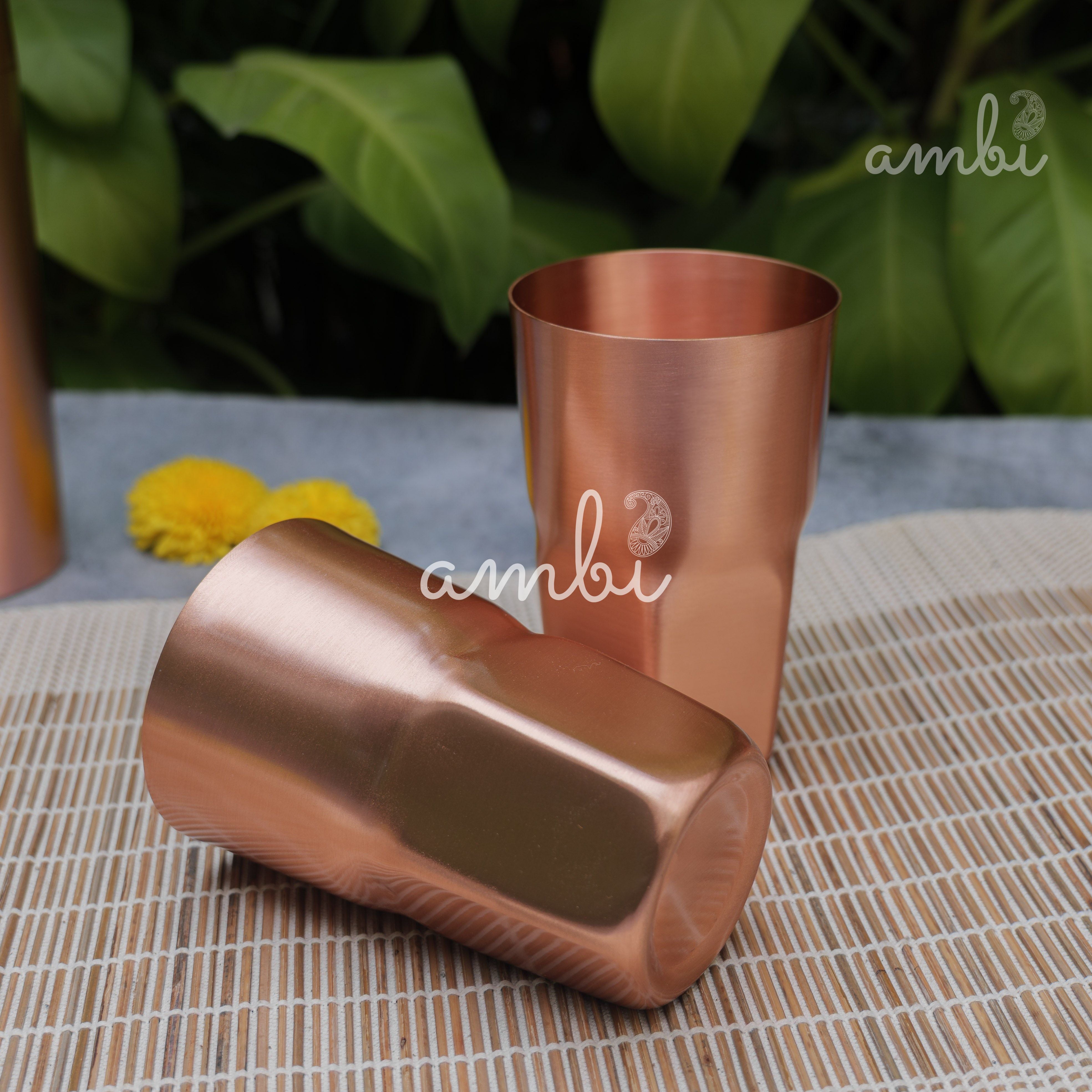 Ambi Elegant Ergo-Grip Pure Copper Tall Tumbler - 400 ML - Heavy Make