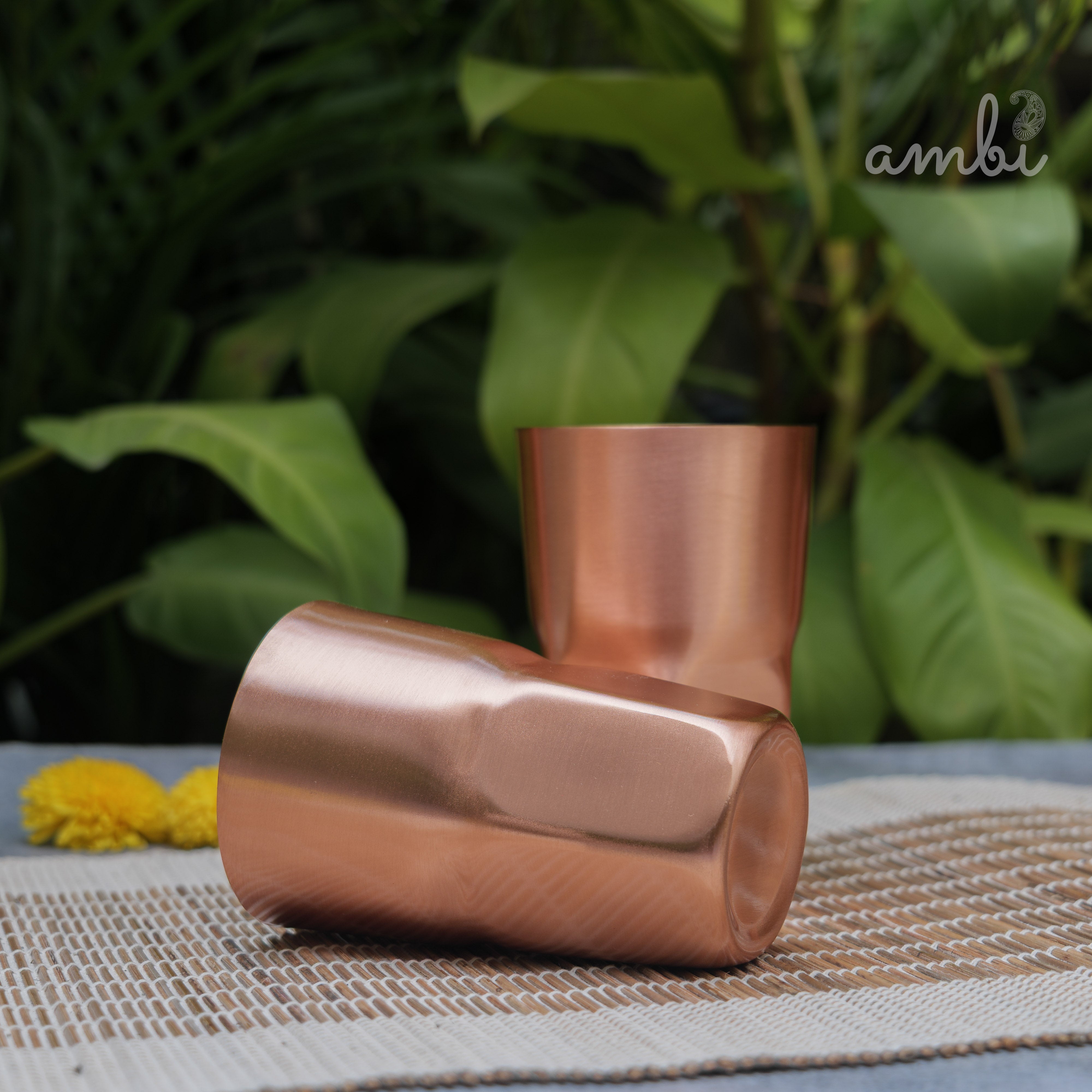 Ambi Elegant Ergo-Grip Pure Copper Tall Tumbler - 400 ML - Heavy Make