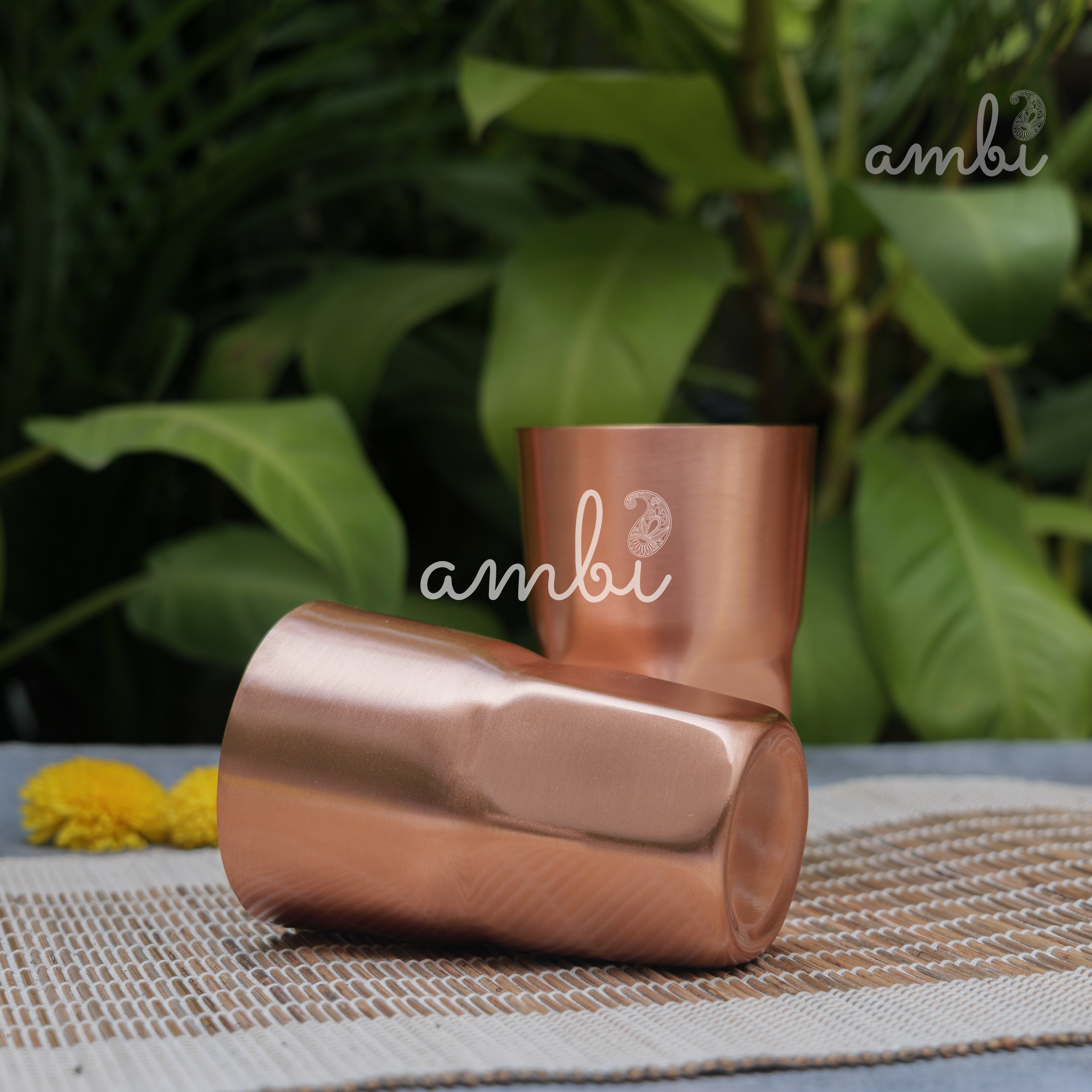 Ambi Elegant Ergo-Grip Pure Copper Tall Tumbler - 400 ML - Heavy Make