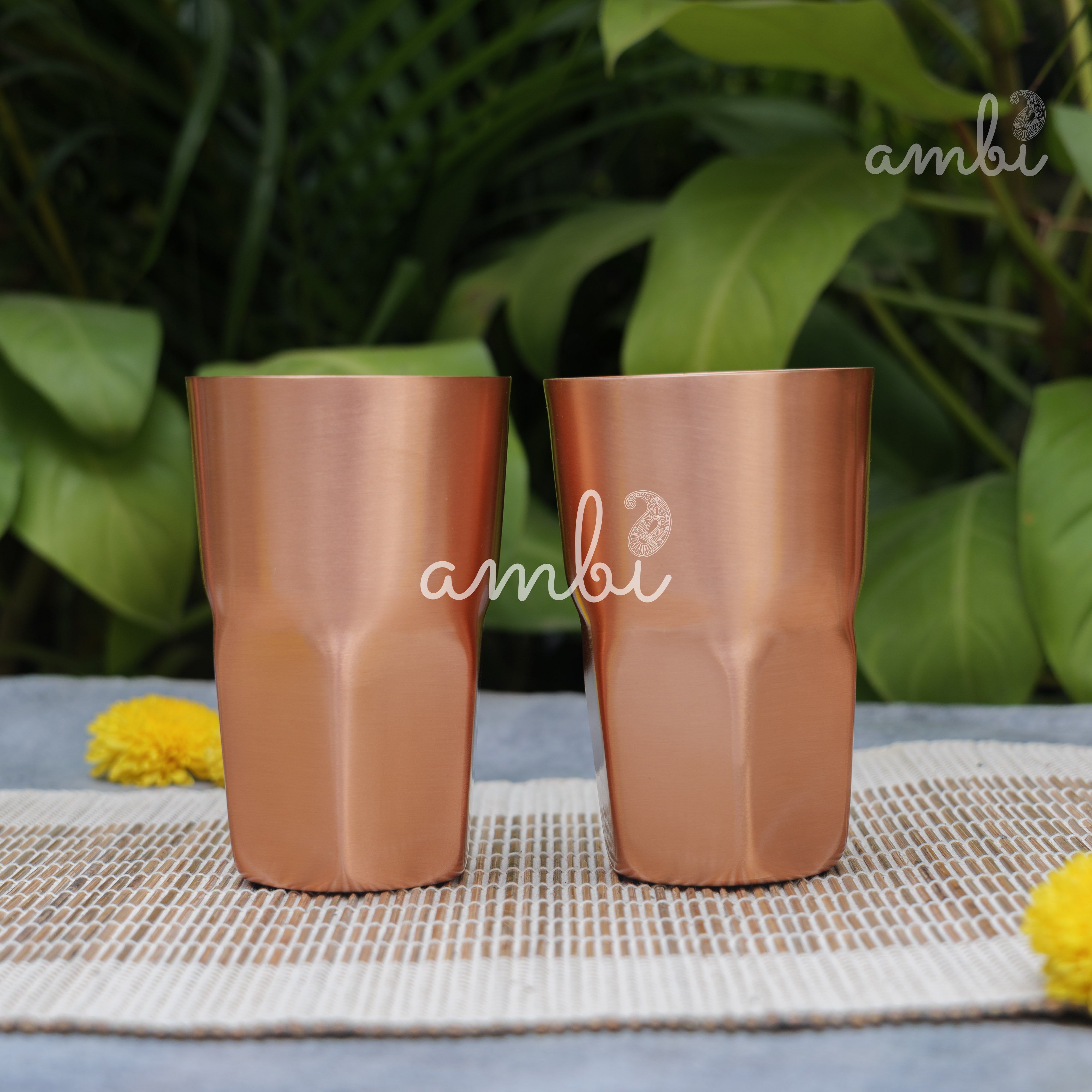 Ambi Elegant Ergo-Grip Pure Copper Tall Tumbler - 400 ML - Heavy Make