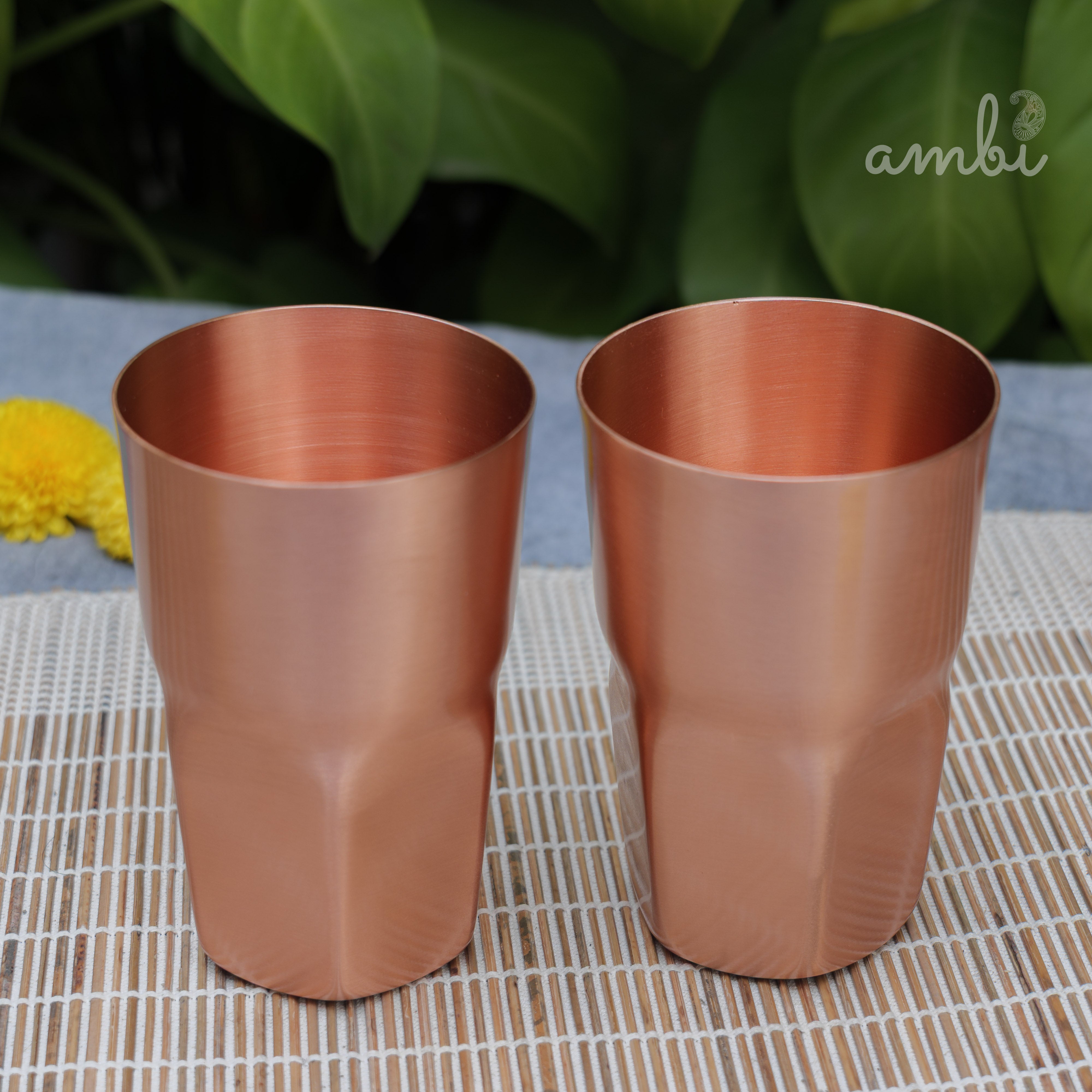 Ambi Elegant Ergo-Grip Pure Copper Tall Tumbler - 400 ML - Heavy Make
