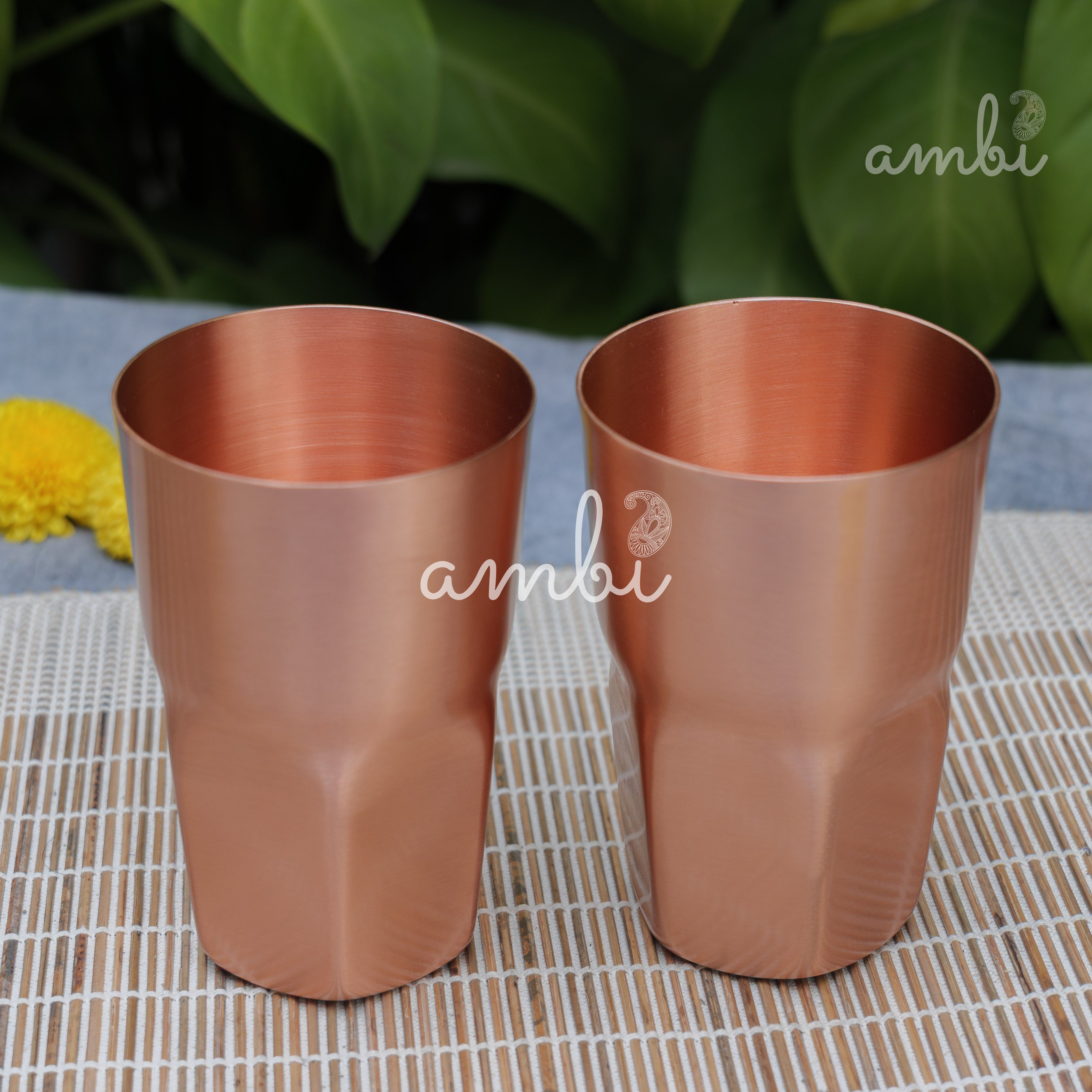 Ambi Elegant Ergo-Grip Pure Copper Tall Tumbler - 400 ML - Heavy Make