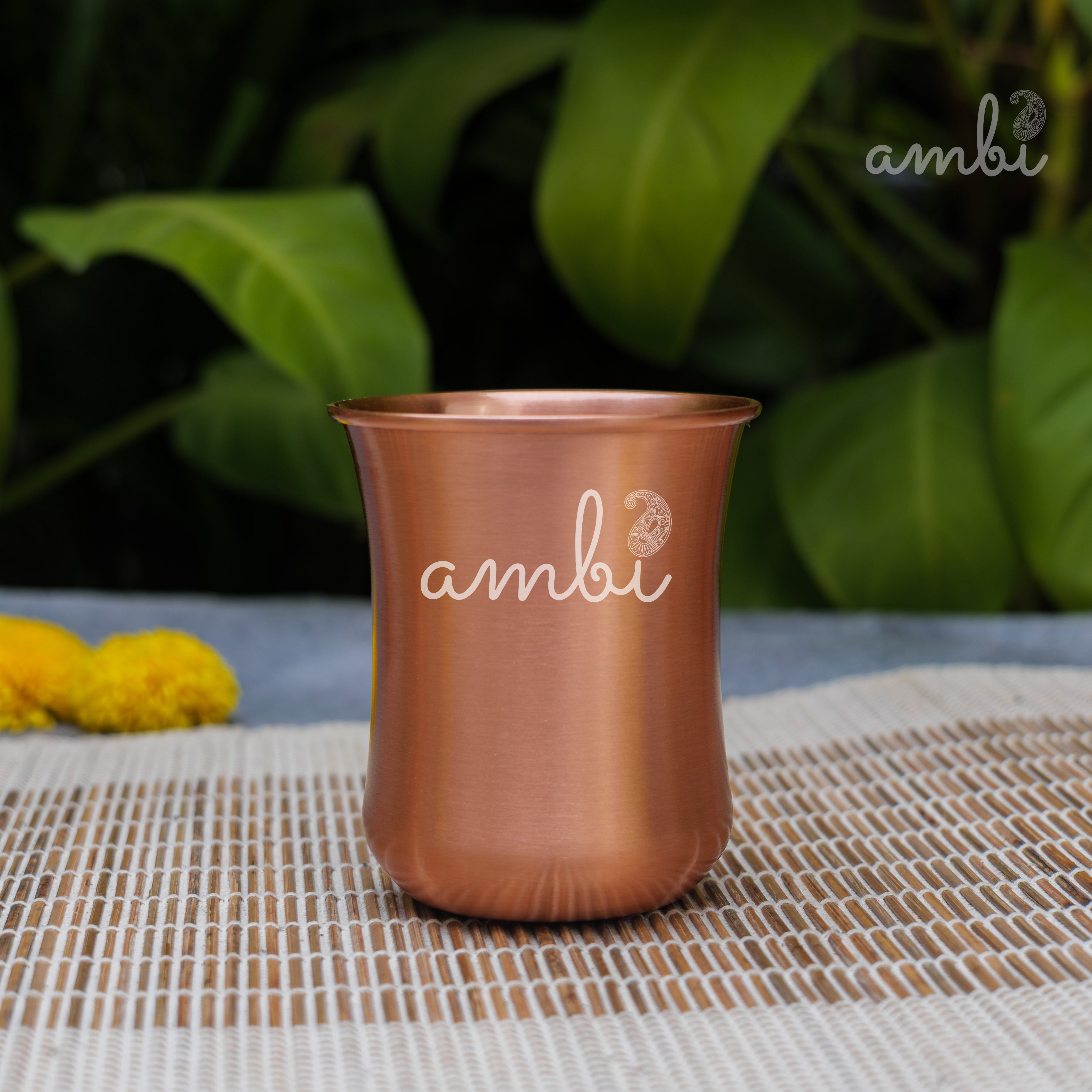 Ambi Elegant Traditional Pure Copper Curve Glass - Matt Finish - 300 ML