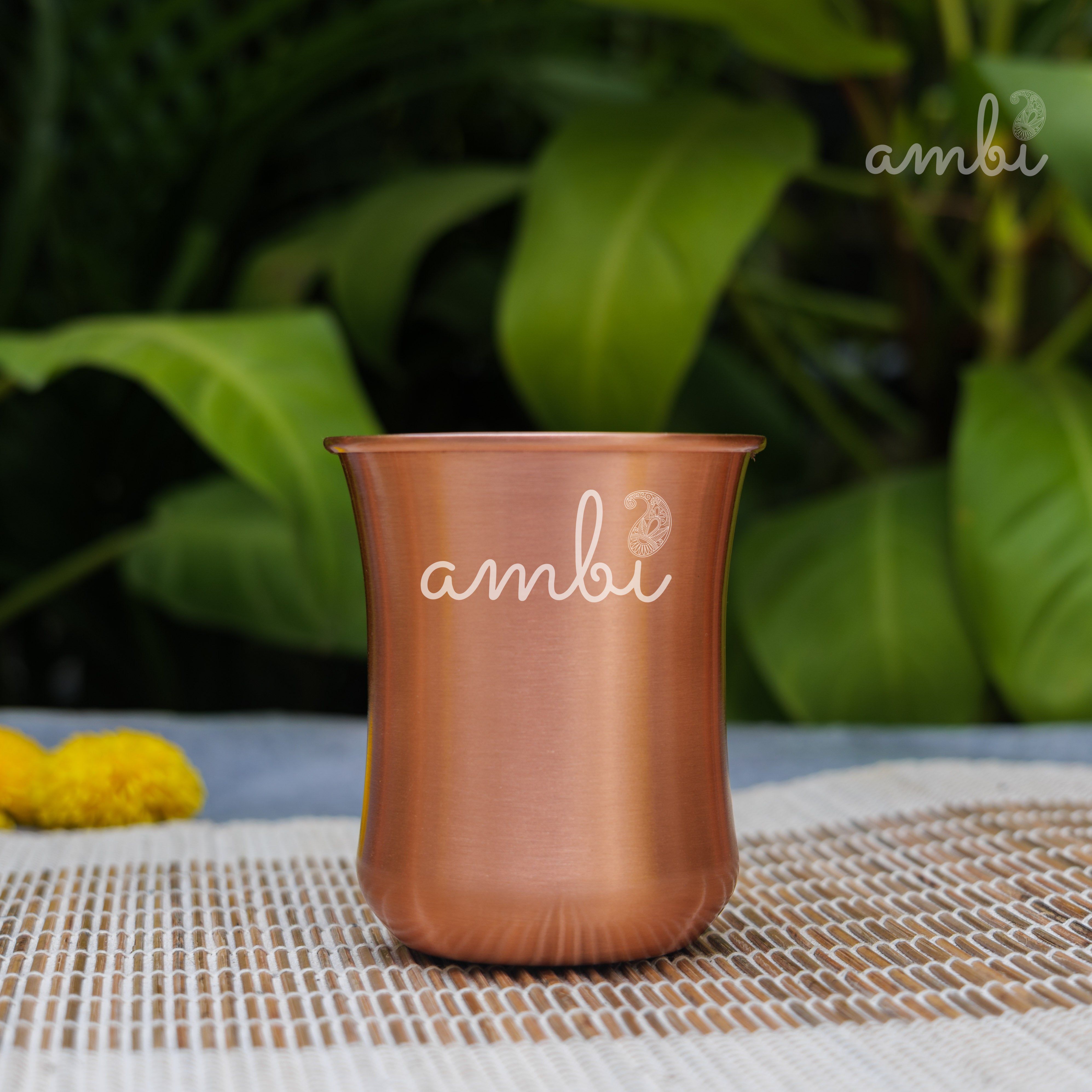 Ambi Elegant Traditional Pure Copper Curve Glass - Matt Finish - 300 ML