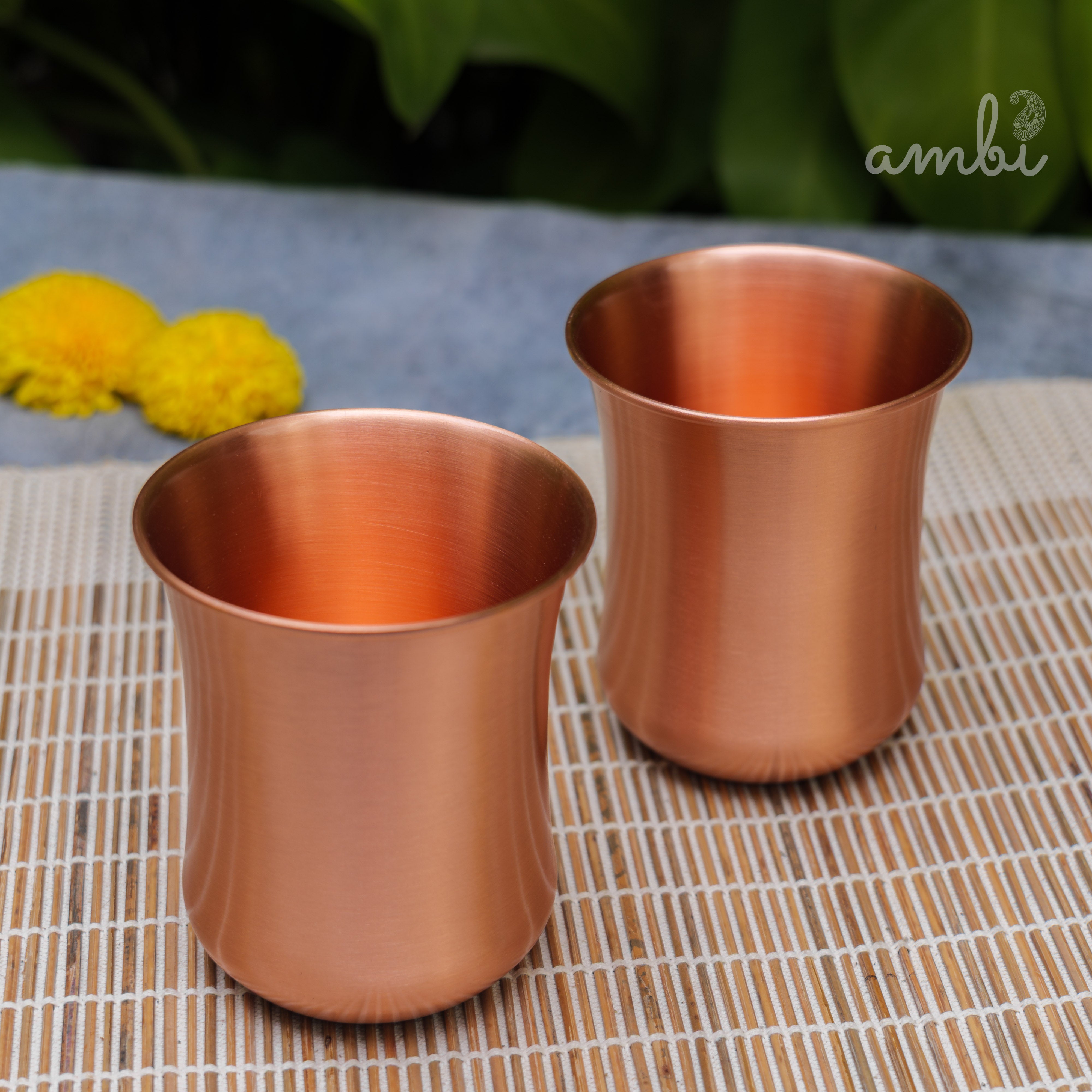 Ambi Elegant Traditional Pure Copper Curve Glass - Matt Finish - 300 ML