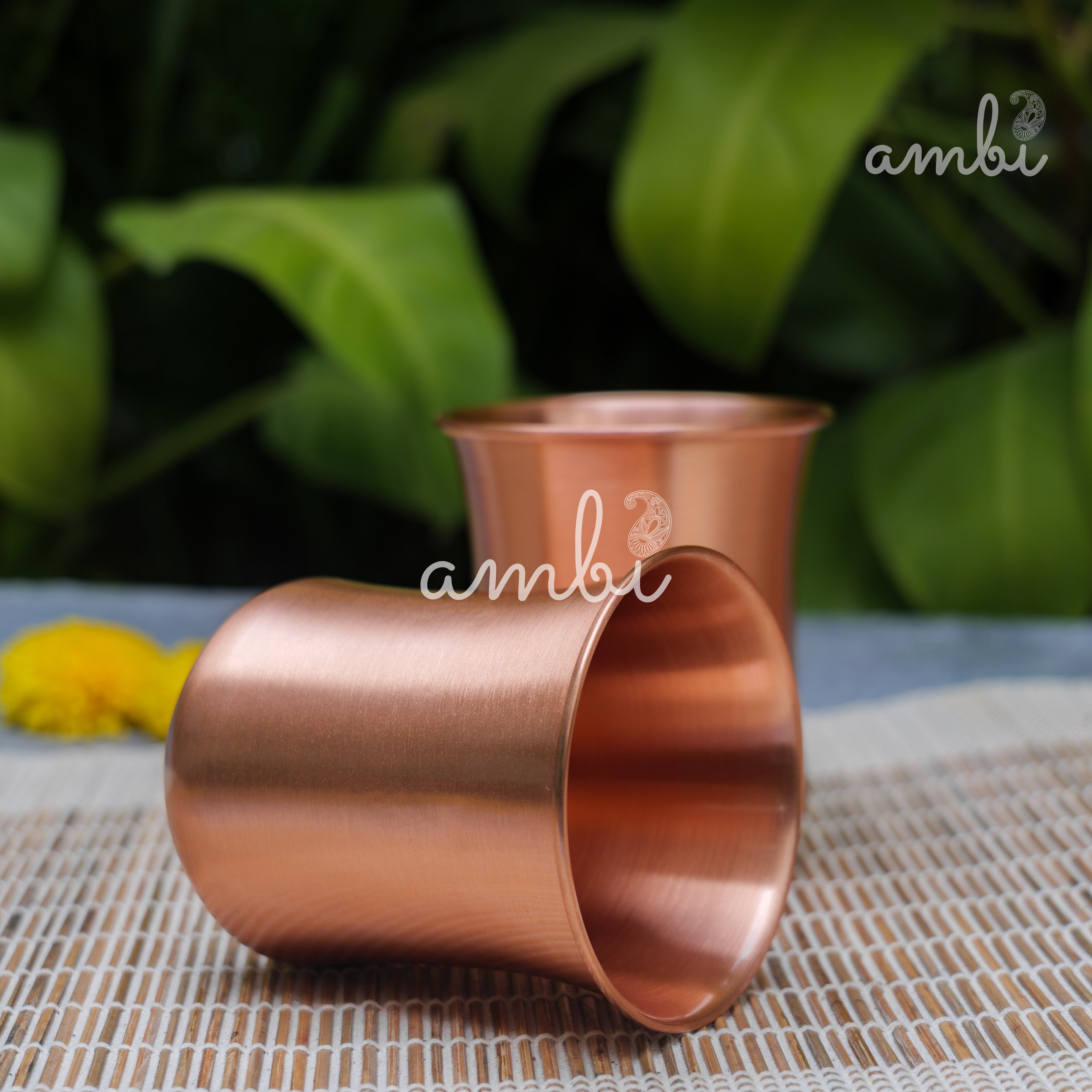 Ambi Pure Copper Bottle & Glass Set with Gift Box – Traditional Elegance (1 Bottle + 2 Glasses)