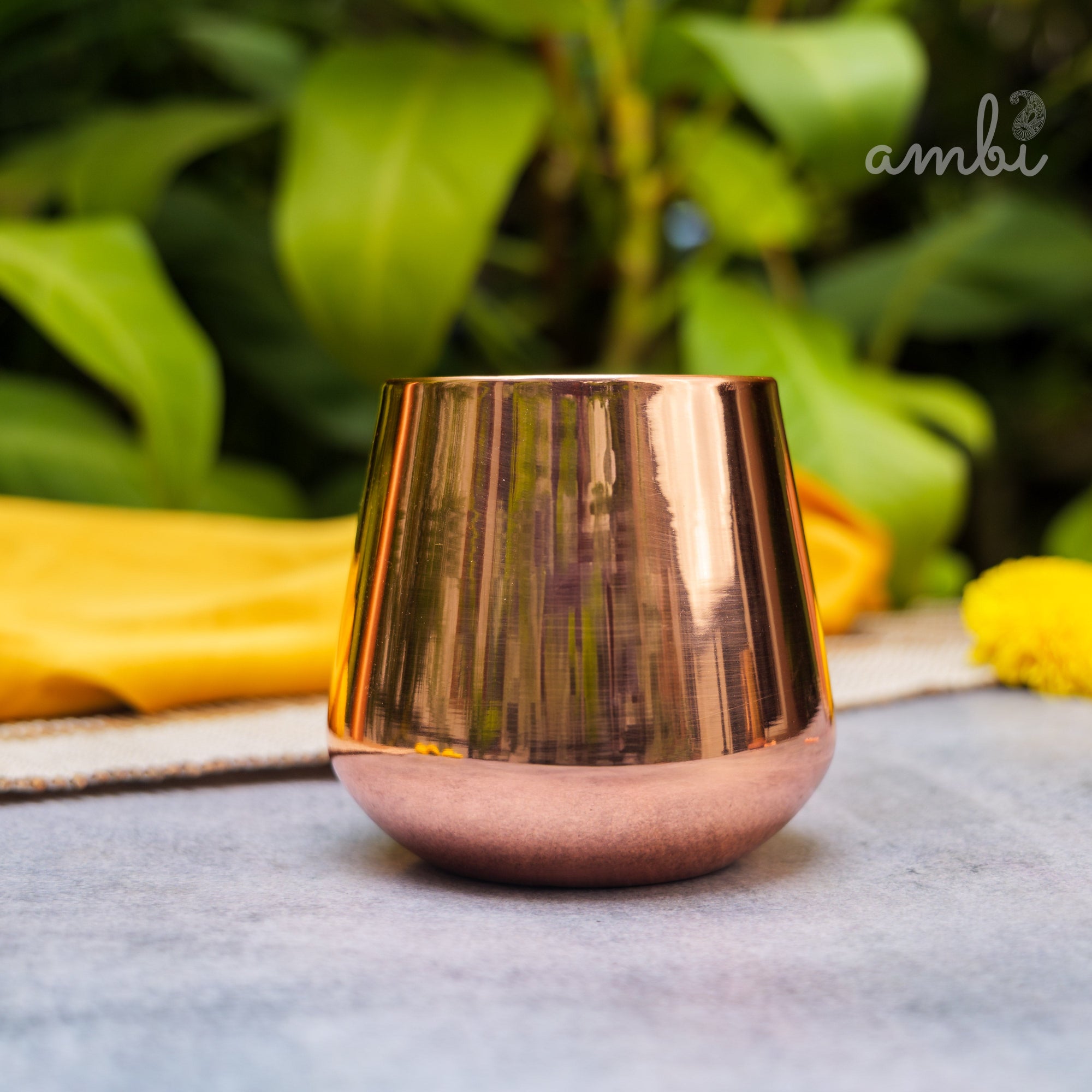 Ambi Handcrafted Copper Wellness Glass – 200 ml | Smooth Curved - Double Walled