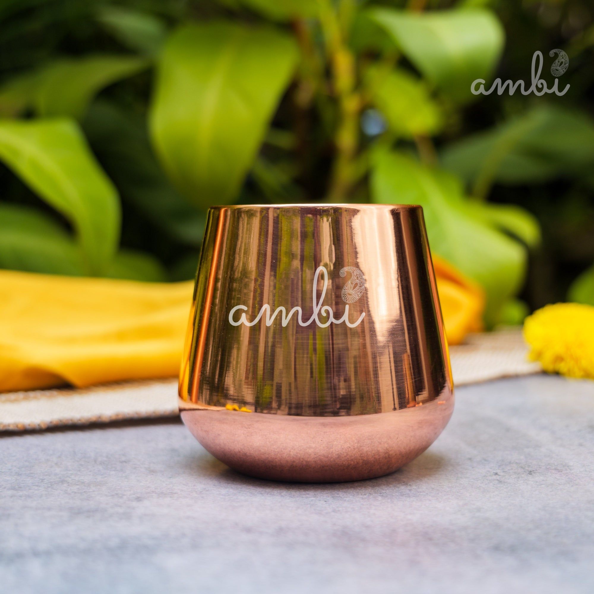 Ambi Handcrafted Copper Wellness Glass – 200 ml | Smooth Curved - Double Walled