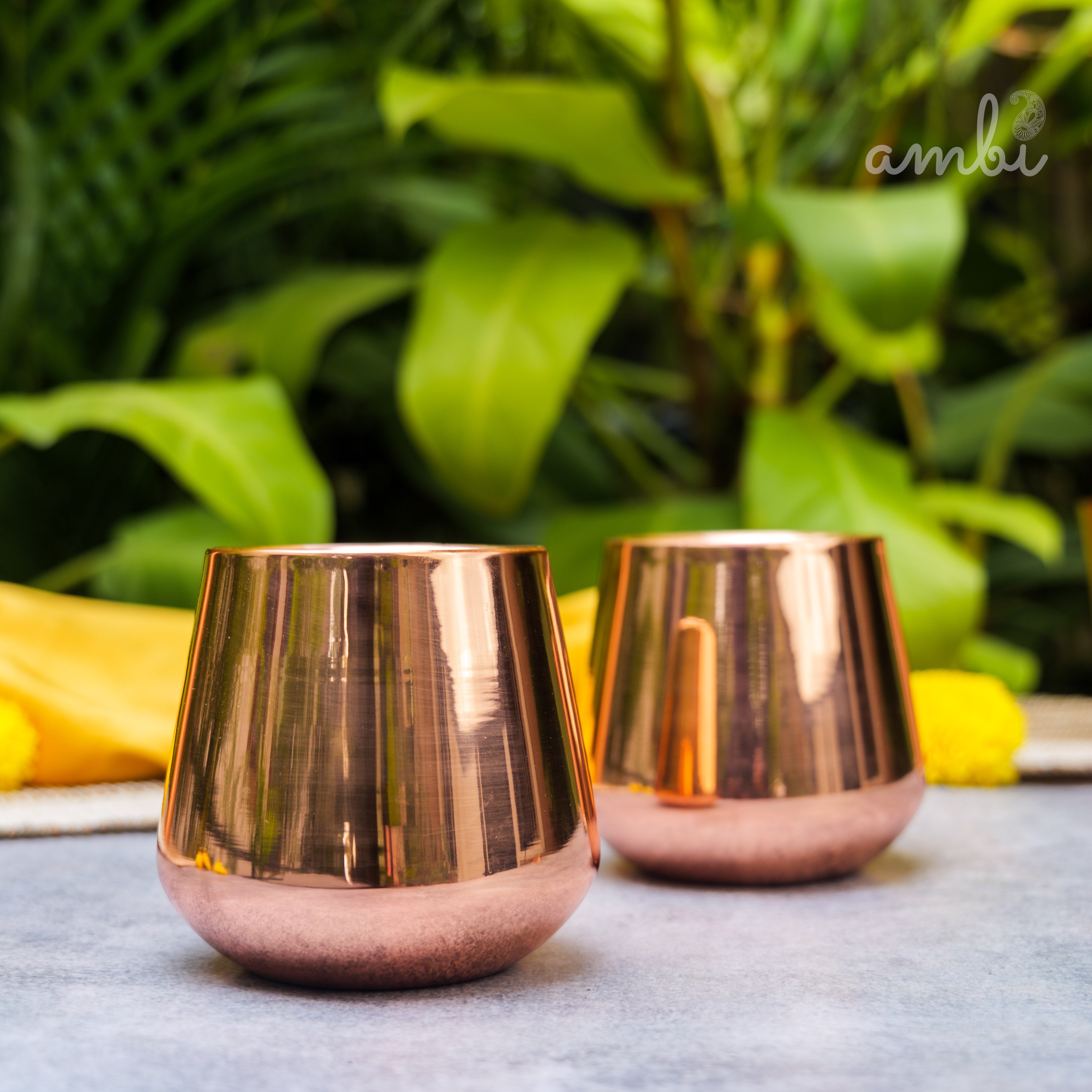 Ambi Handcrafted Copper Wellness Glass – 200 ml | Smooth Curved - Double Walled