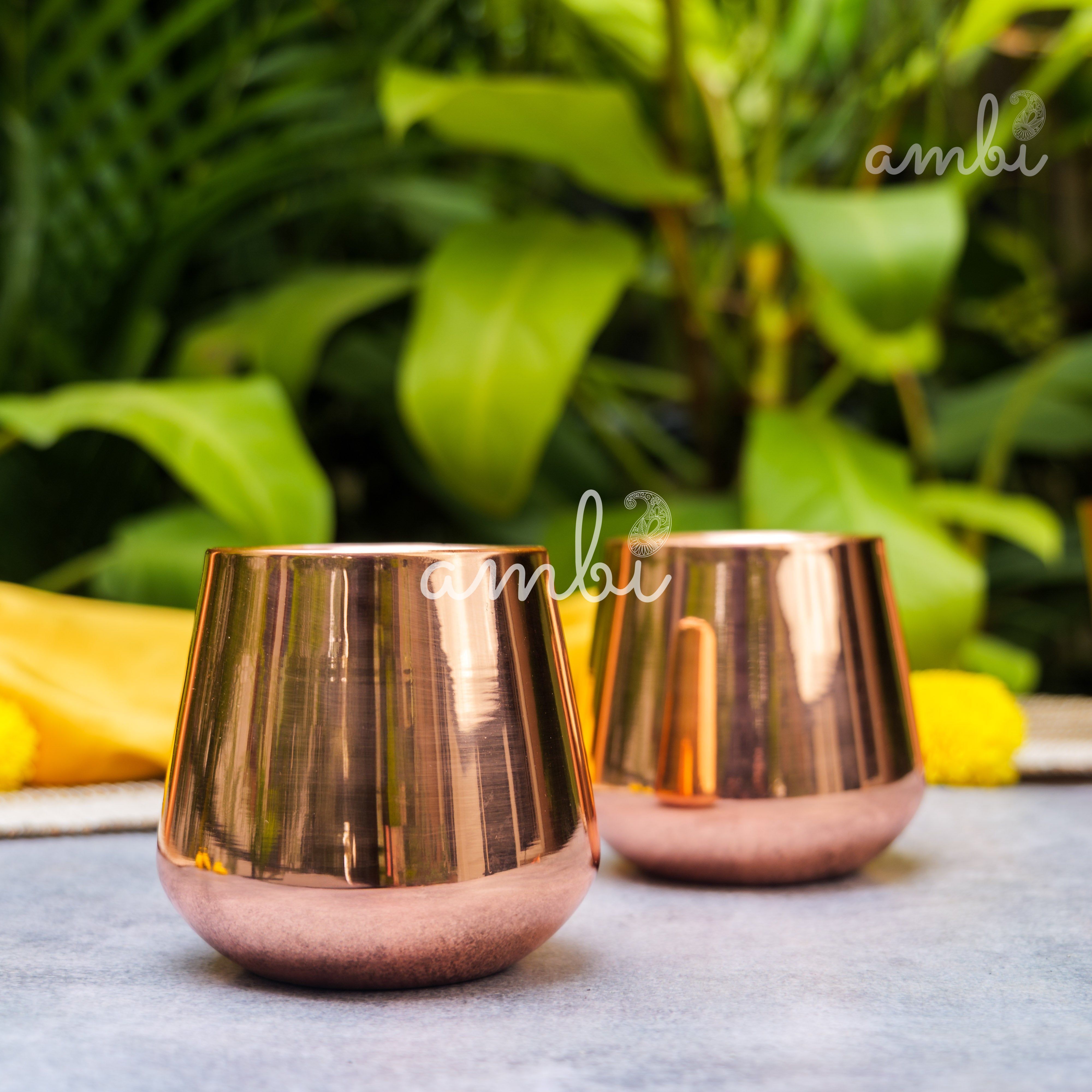 Ambi Handcrafted Copper Wellness Glass – 200 ml | Smooth Curved - Double Walled