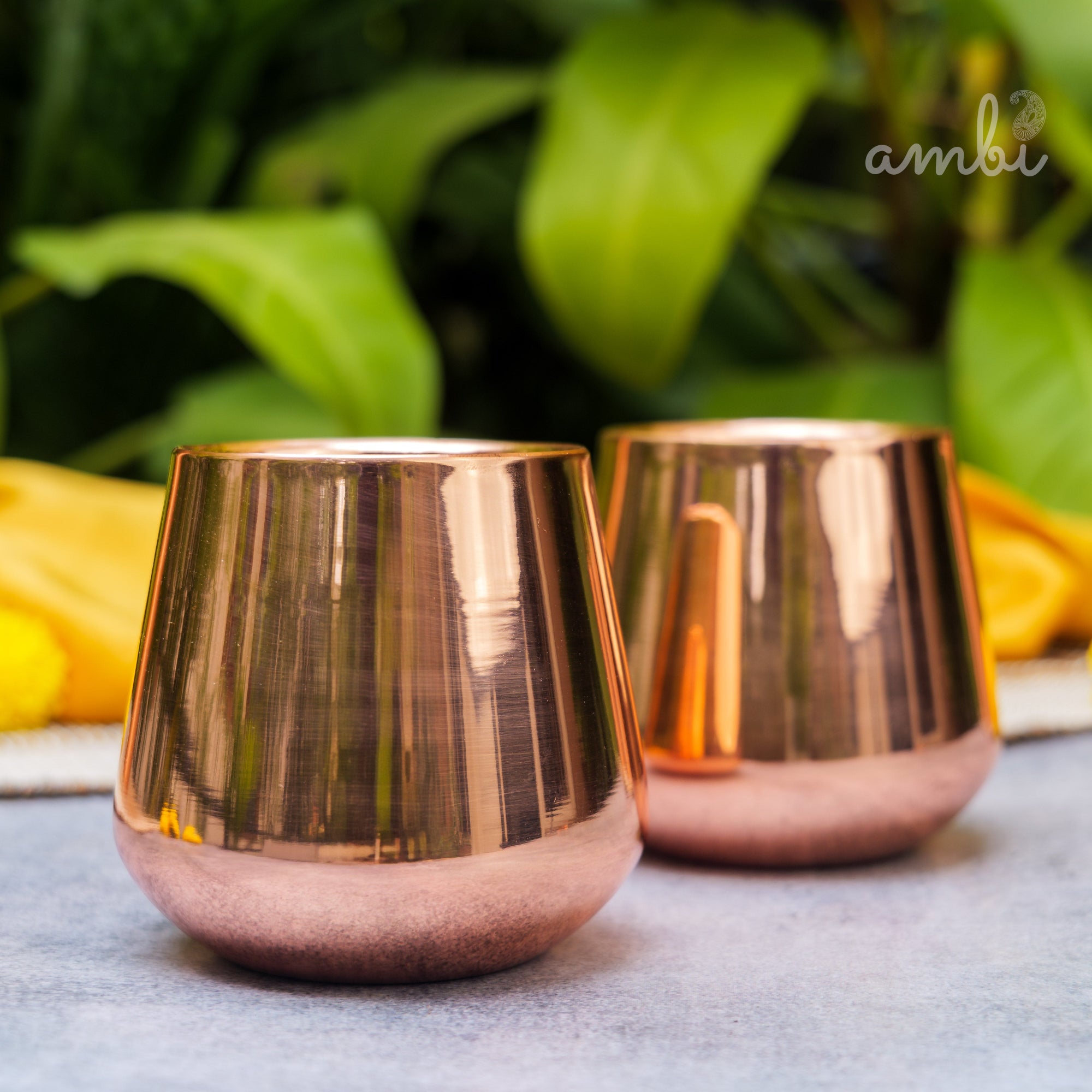 Ambi Handcrafted Copper Wellness Glass – 200 ml | Smooth Curved - Double Walled