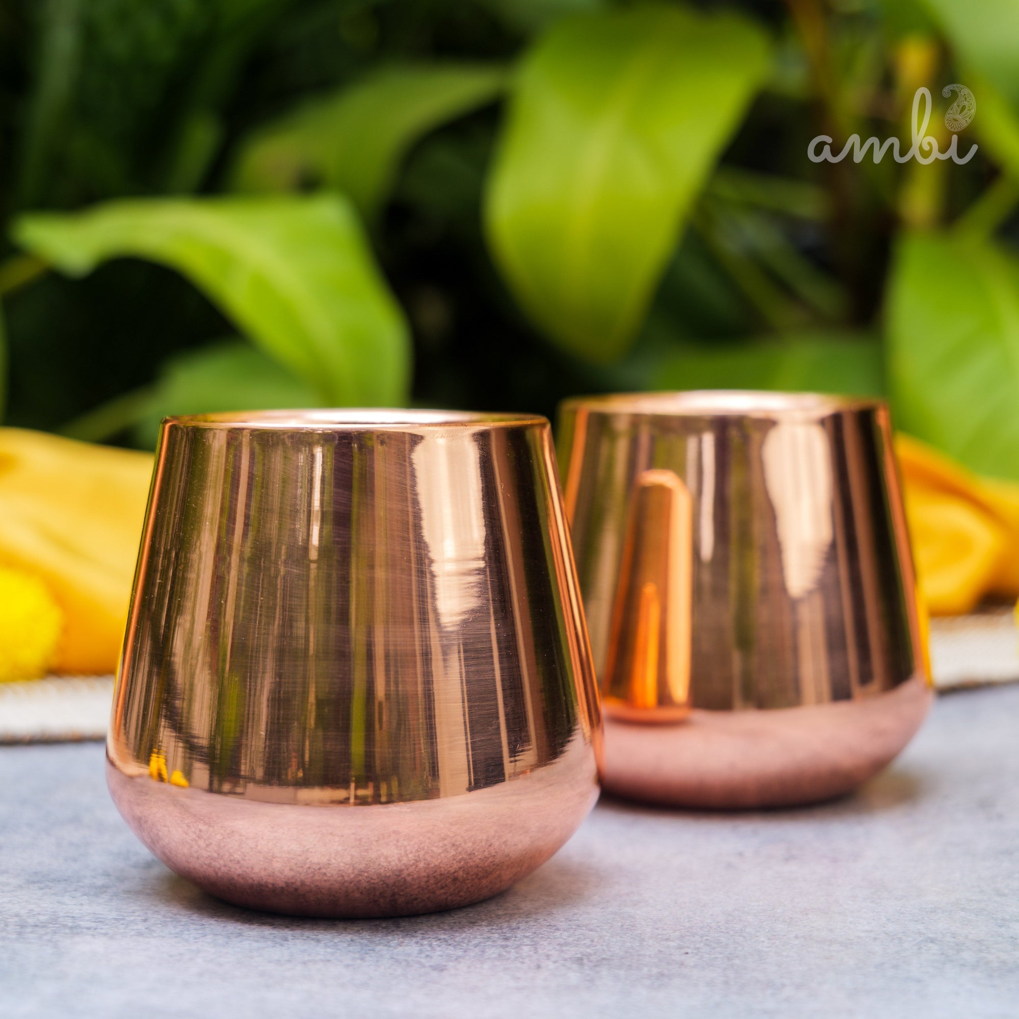 Ambi Handcrafted Copper Wellness Glass – 200 ml | Smooth Curved - Double Walled
