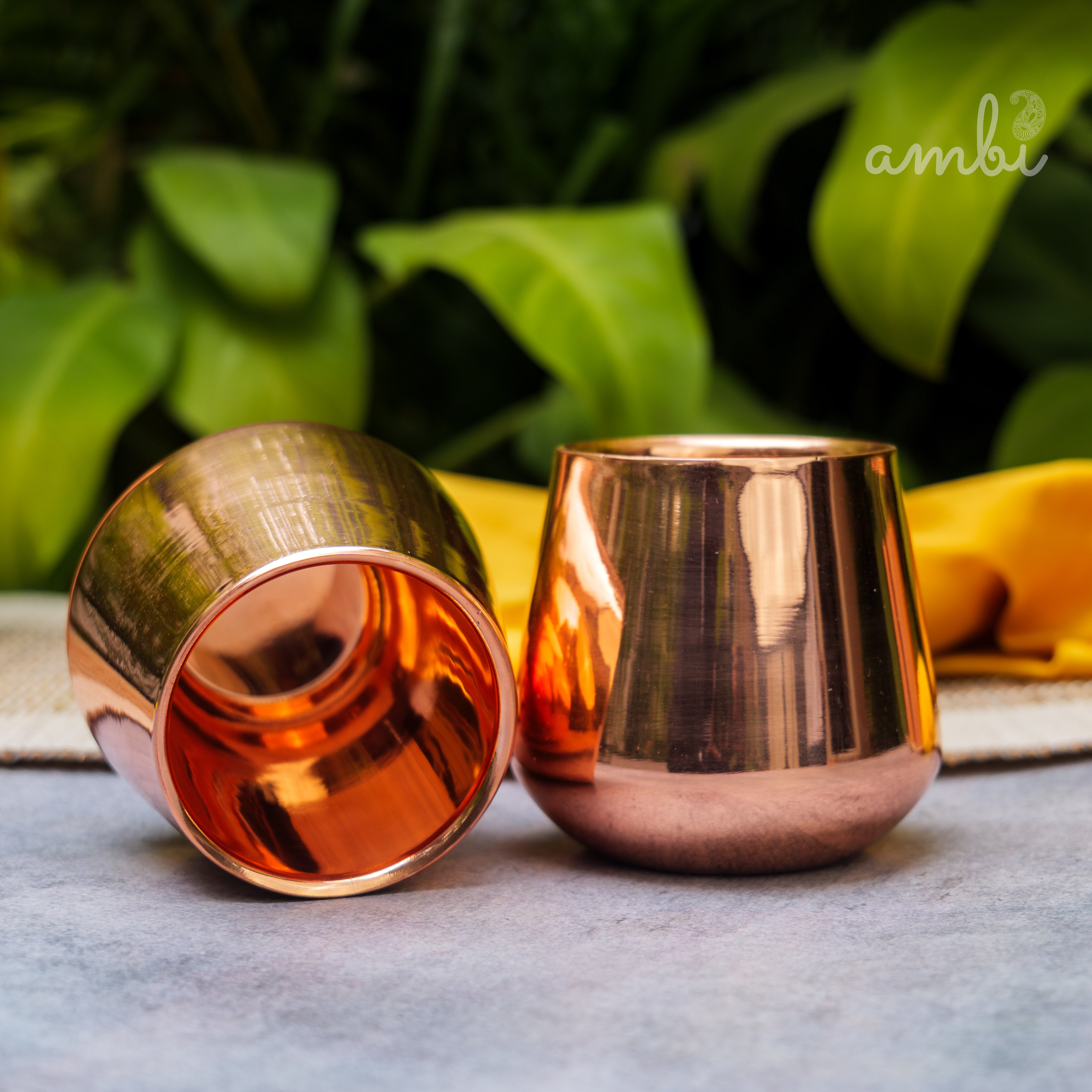 Ambi Handcrafted Copper Wellness Glass – 200 ml | Smooth Curved - Double Walled